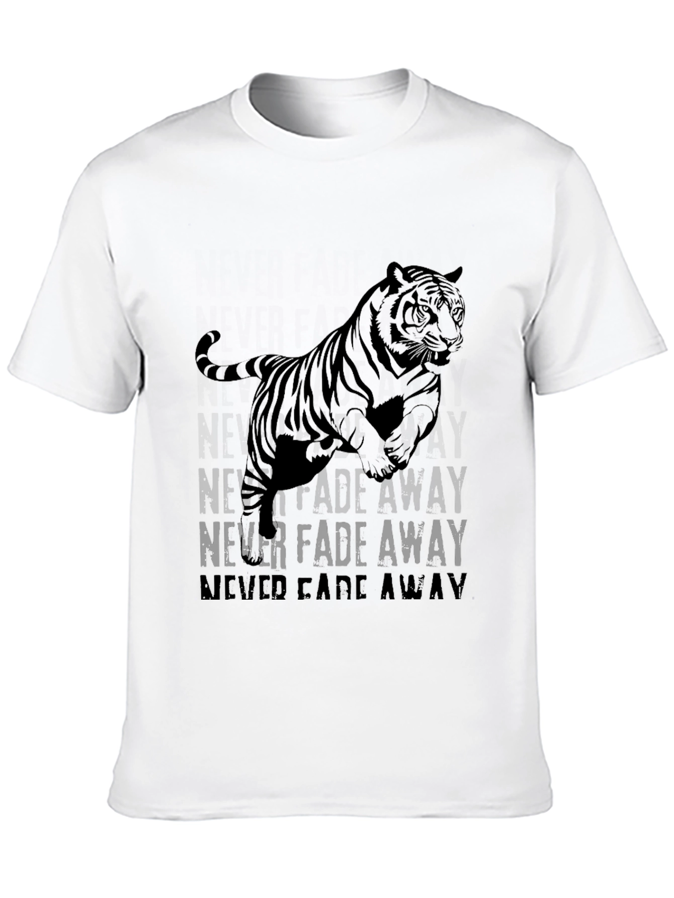 Never Fade Away Tiger Graphic Black T-Shirt
