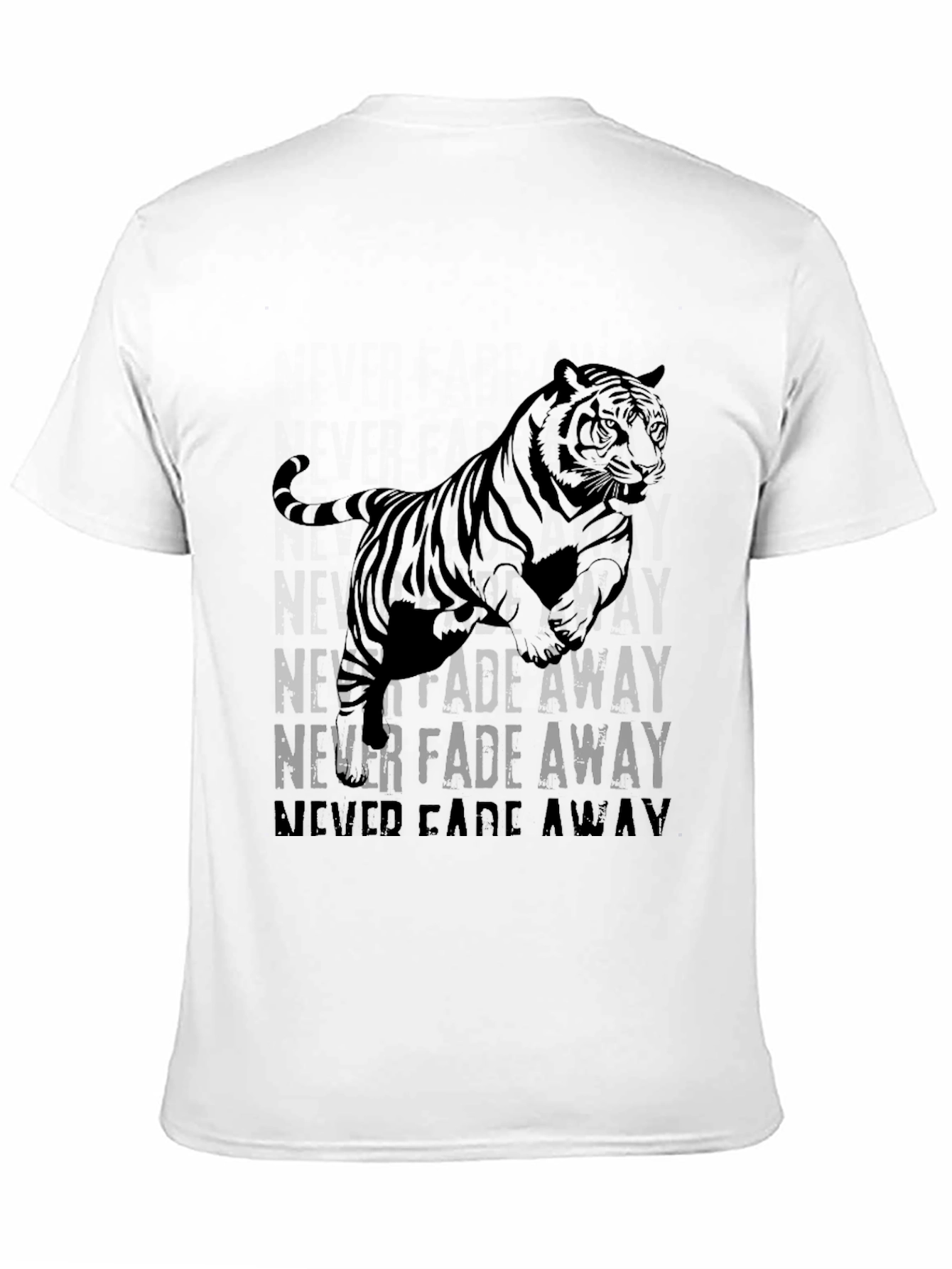 Never Fade Away Tiger Graphic Black T-Shirt