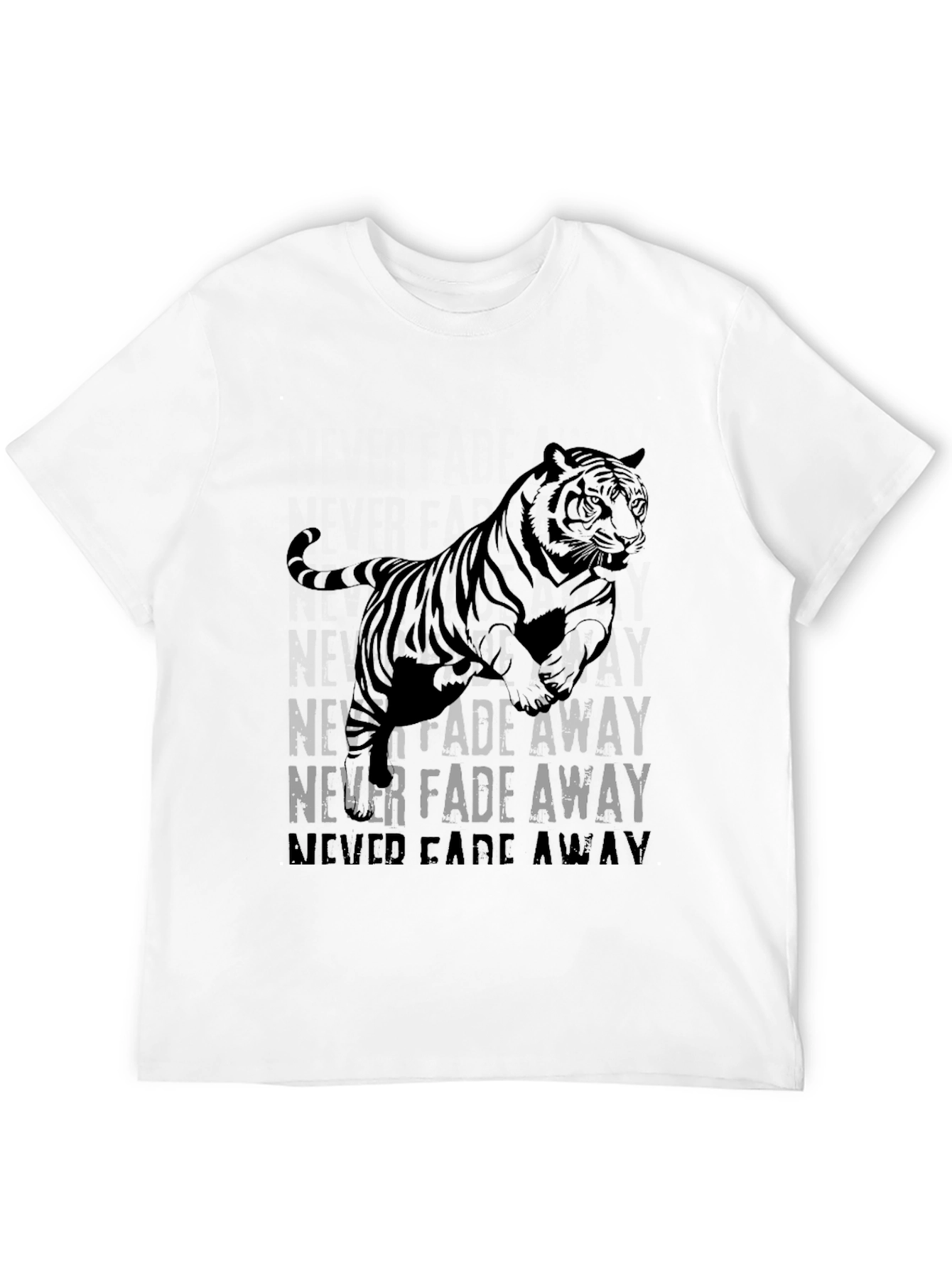 Never Fade Away Tiger Graphic Black T-Shirt