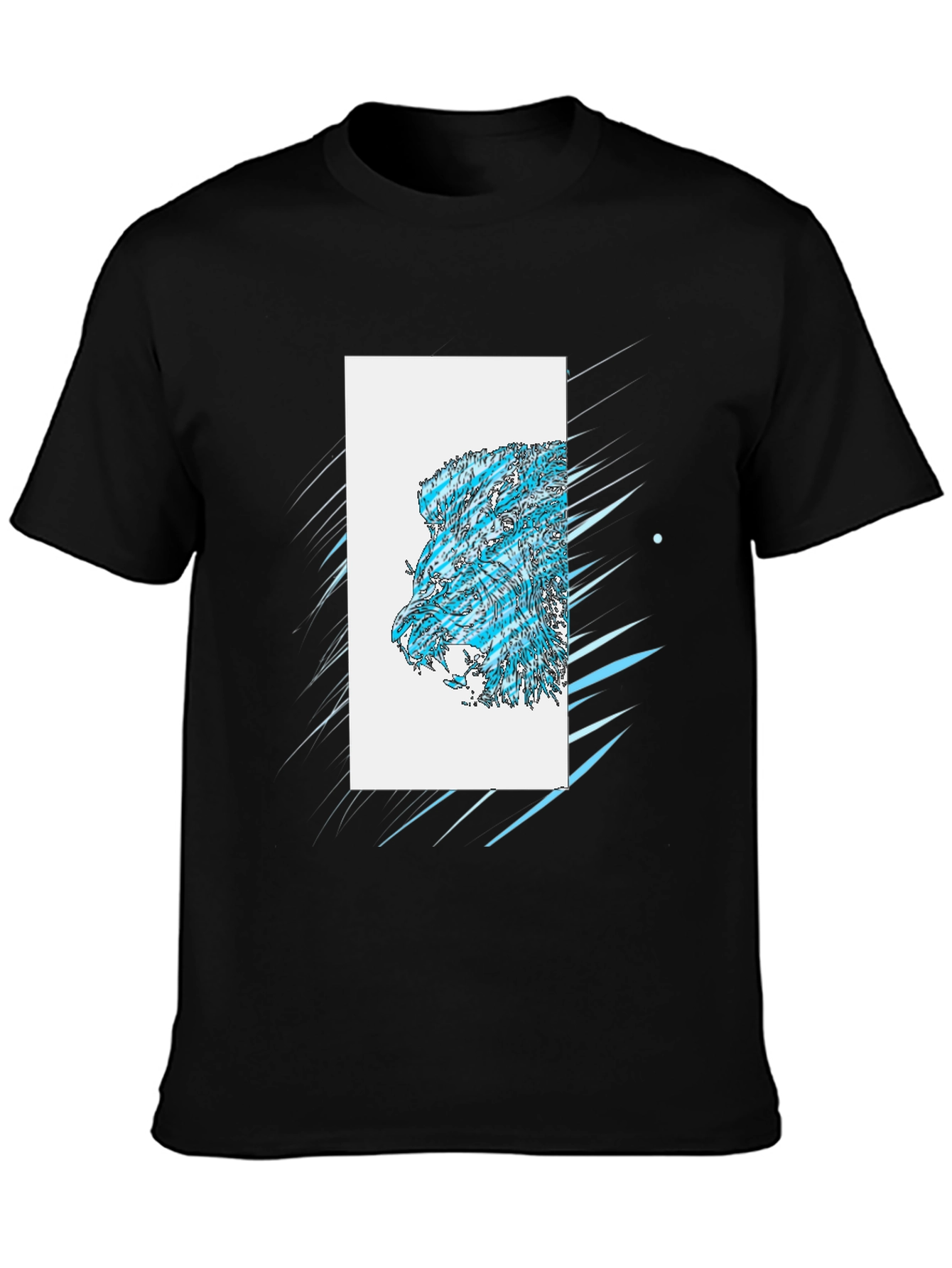 Abstract Lion Graphic Black T-Shirt