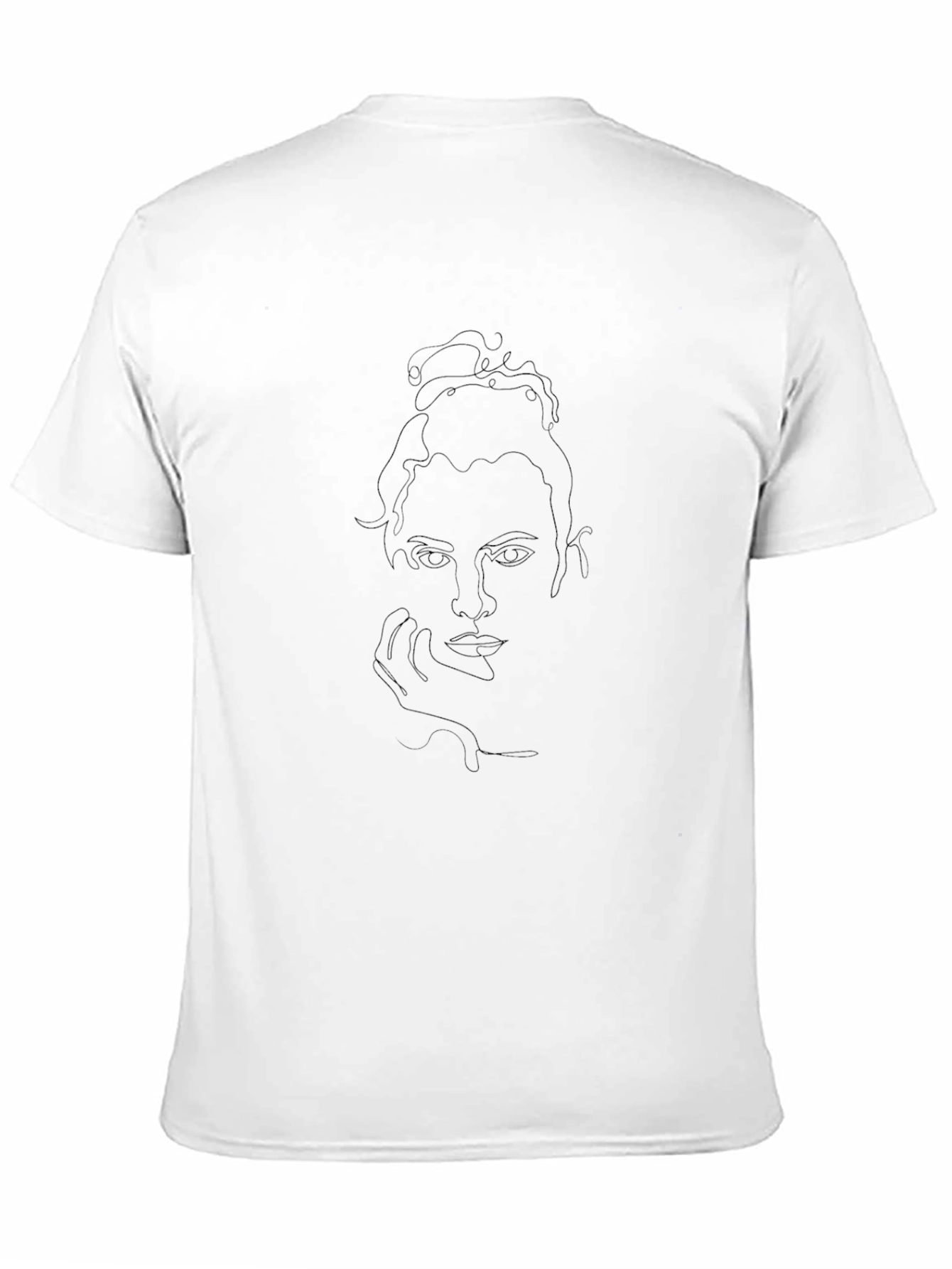 Minimalist Woman Face Line Art Black T-Shirt