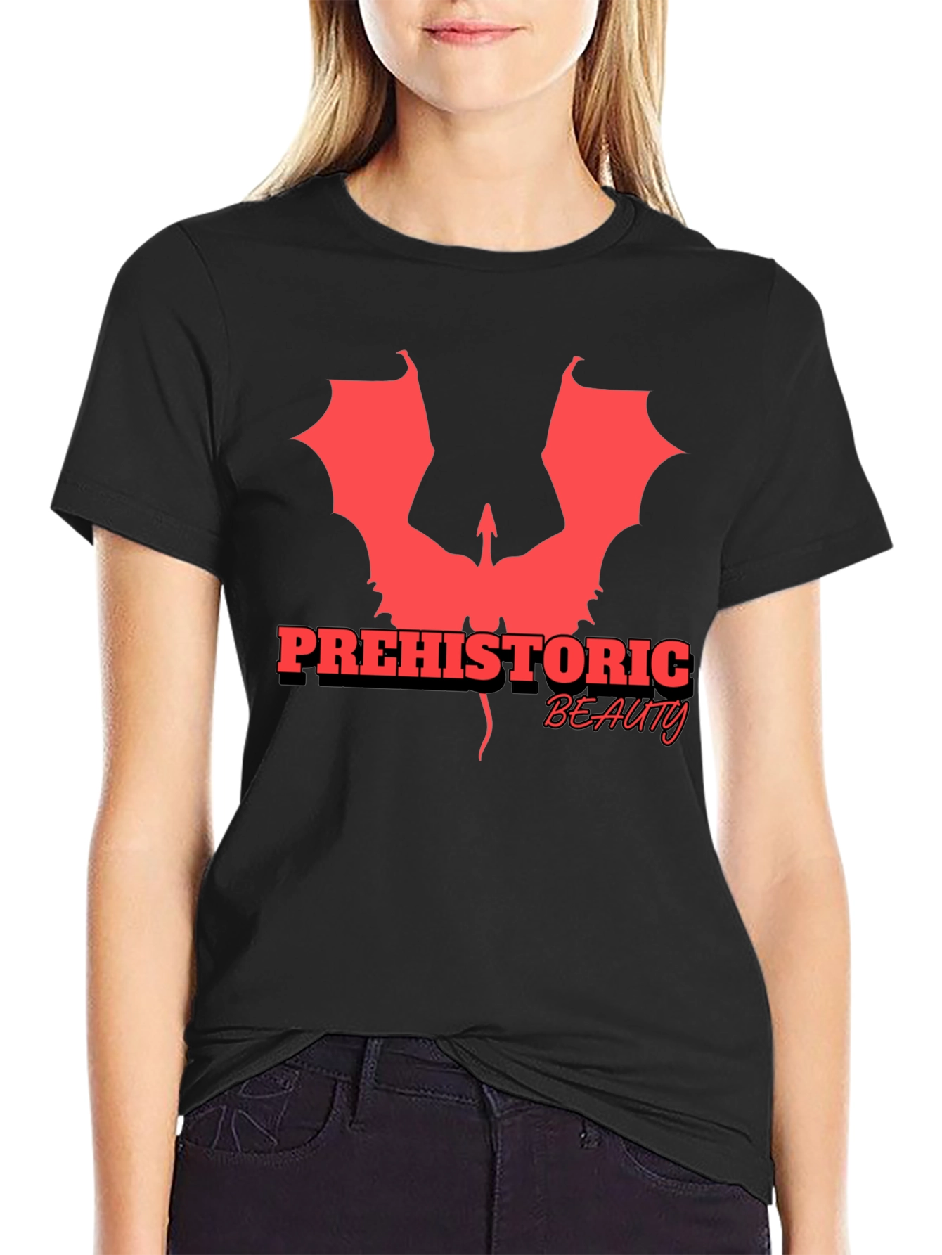 Prehistoric Beauty Graphic Tee - Black Cotton T-Shirt