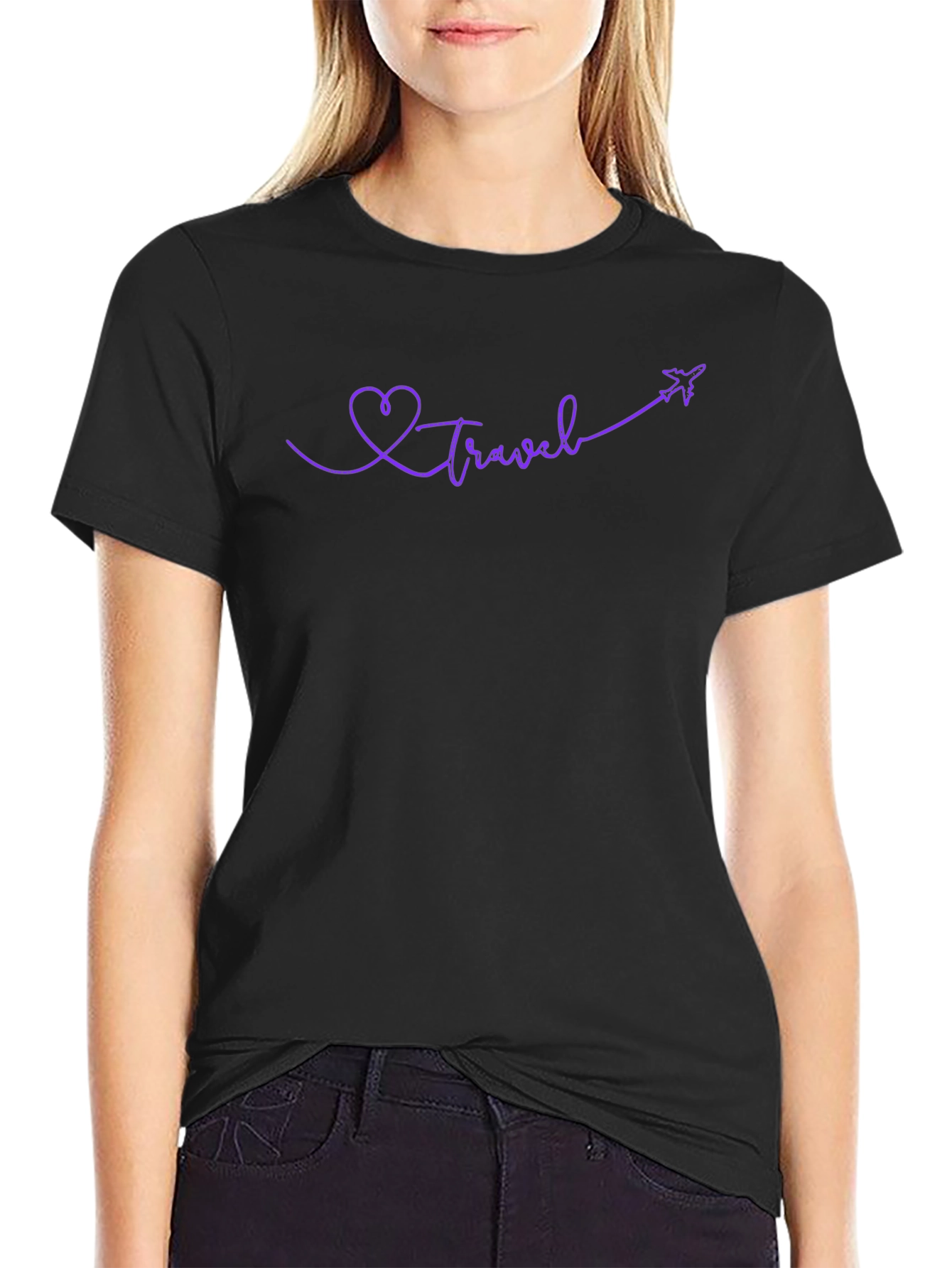 Travel Heart Airplane Graphic T-Shirt