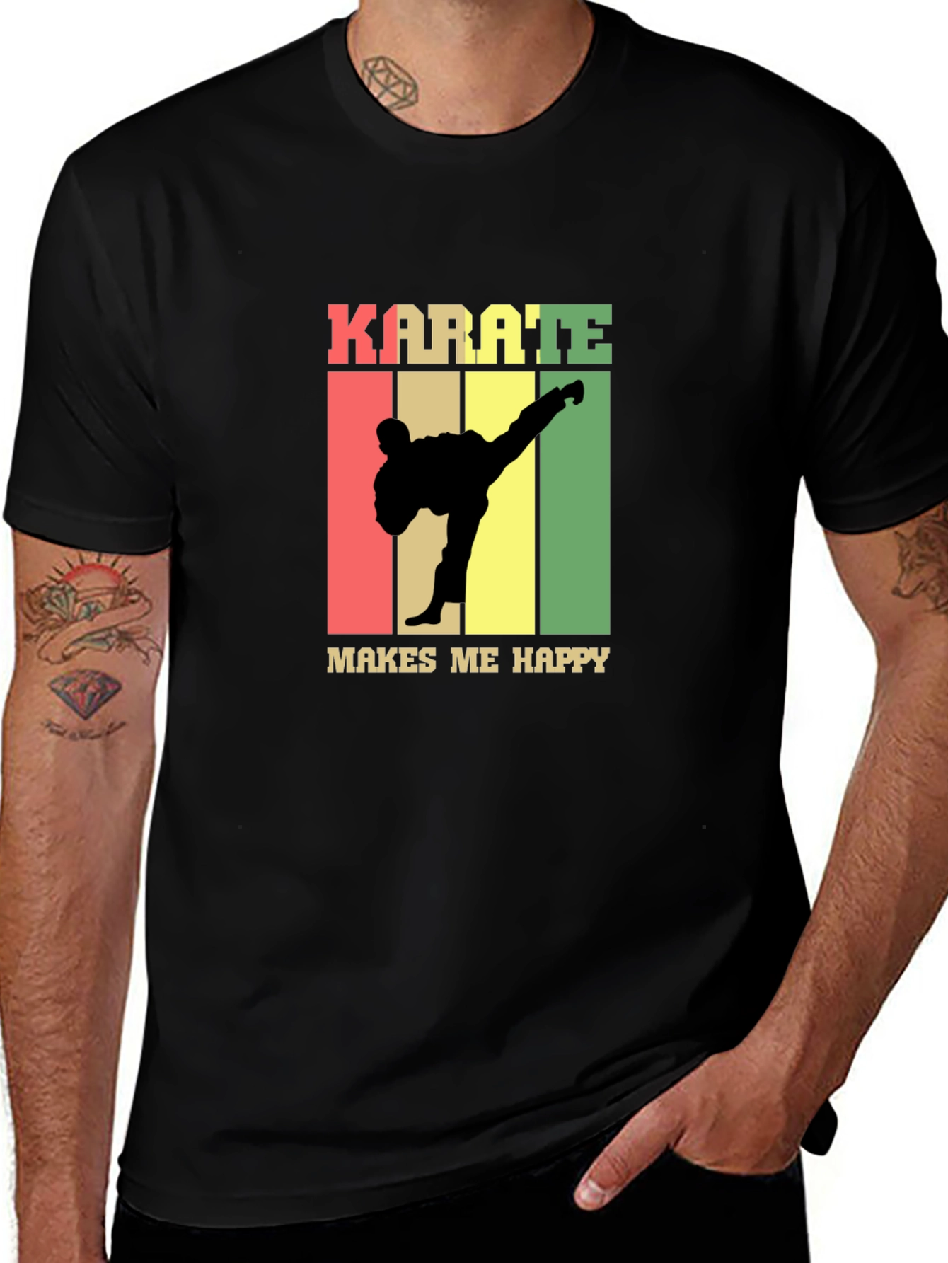 Karate Makes Me Happy T-Shirt - Black