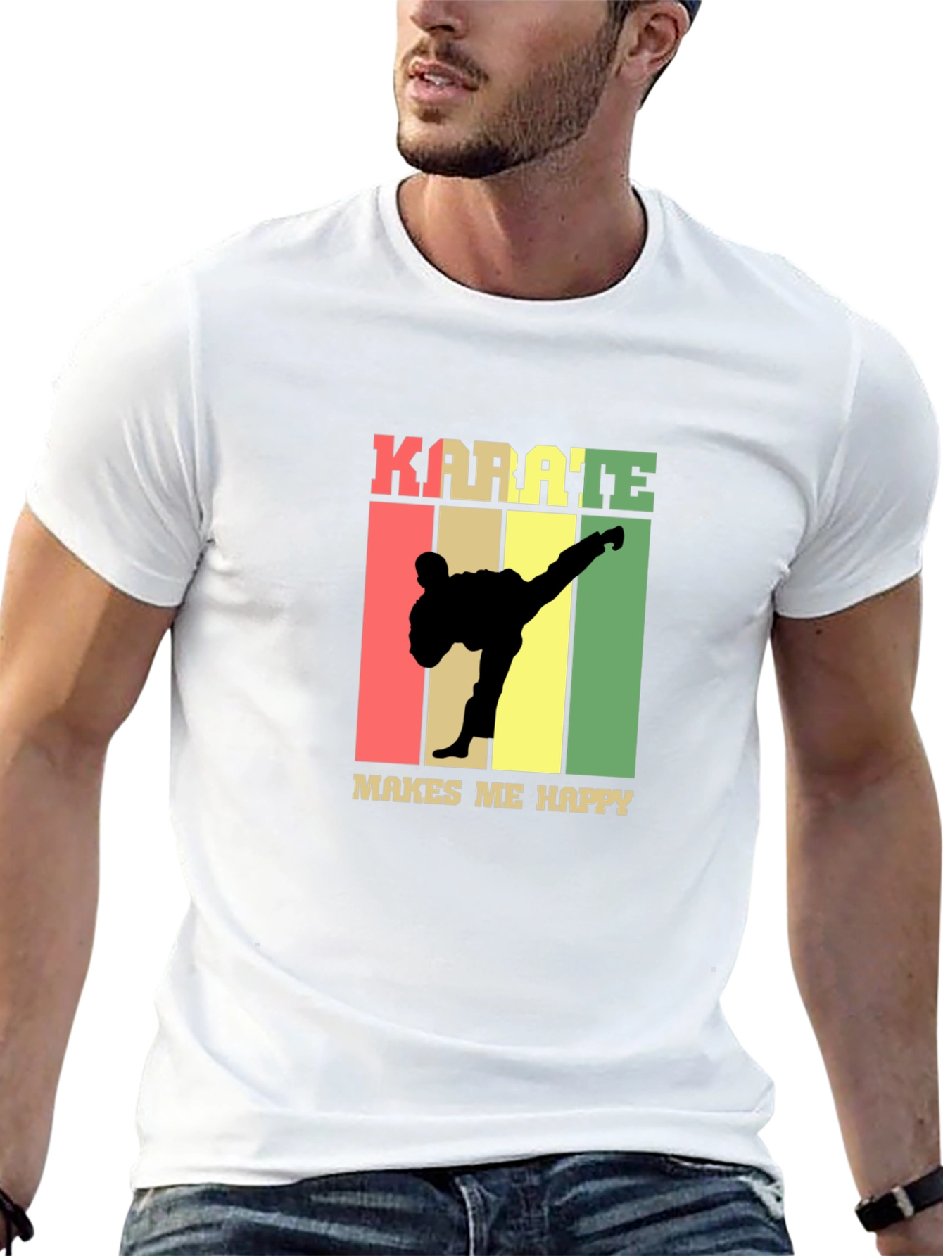 Karate Makes Me Happy T-Shirt - Black
