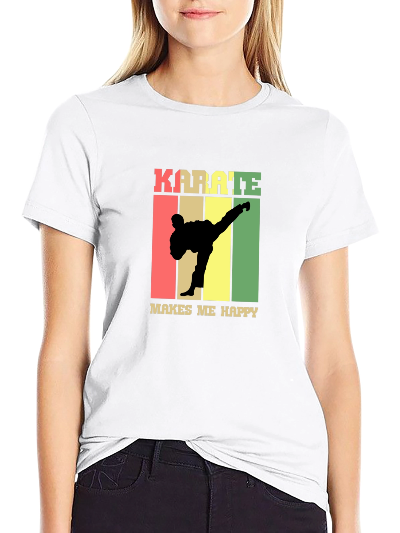 Karate Makes Me Happy T-Shirt - Black