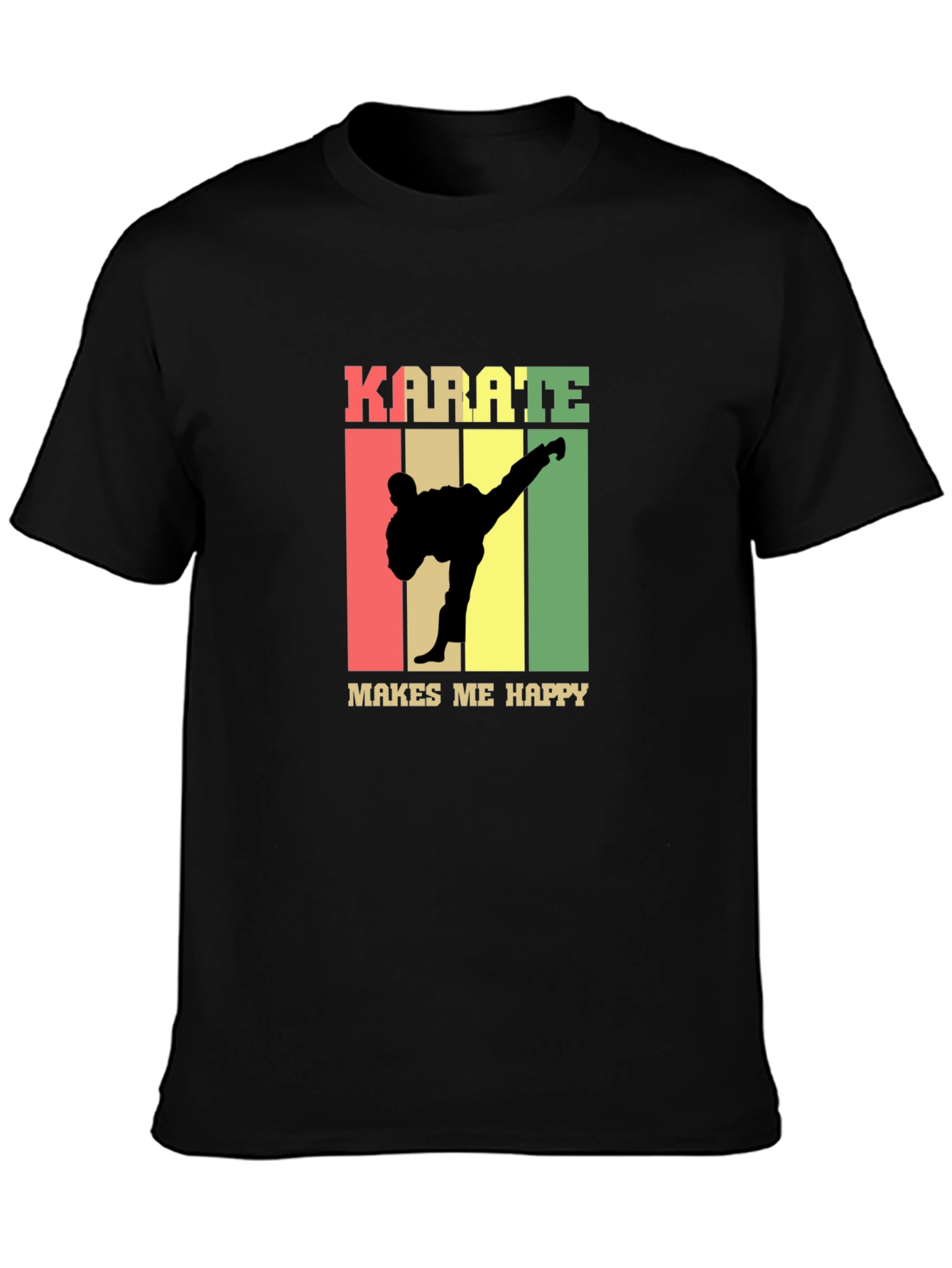 Karate Makes Me Happy T-Shirt - Black