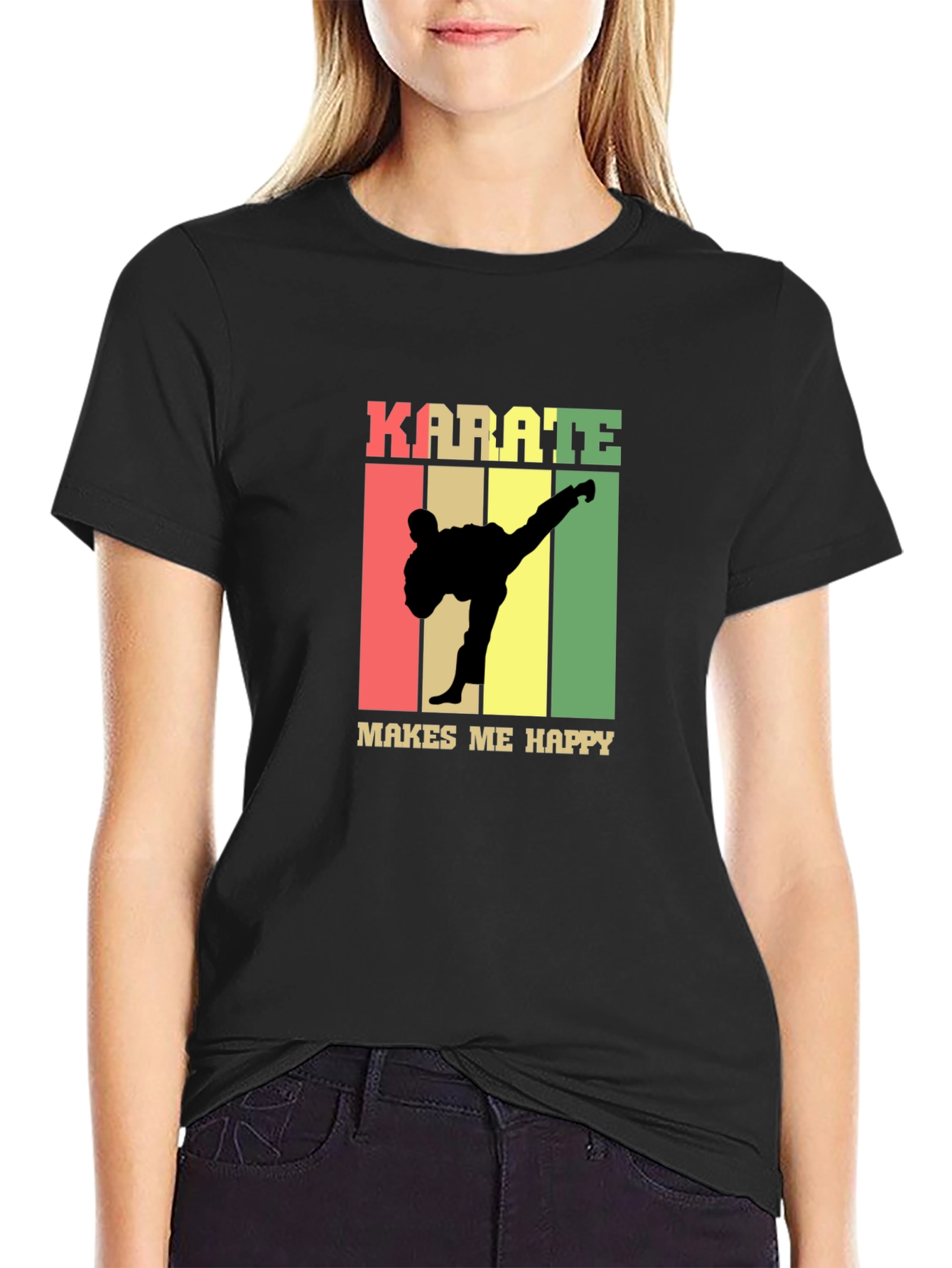 Karate Makes Me Happy T-Shirt - Black