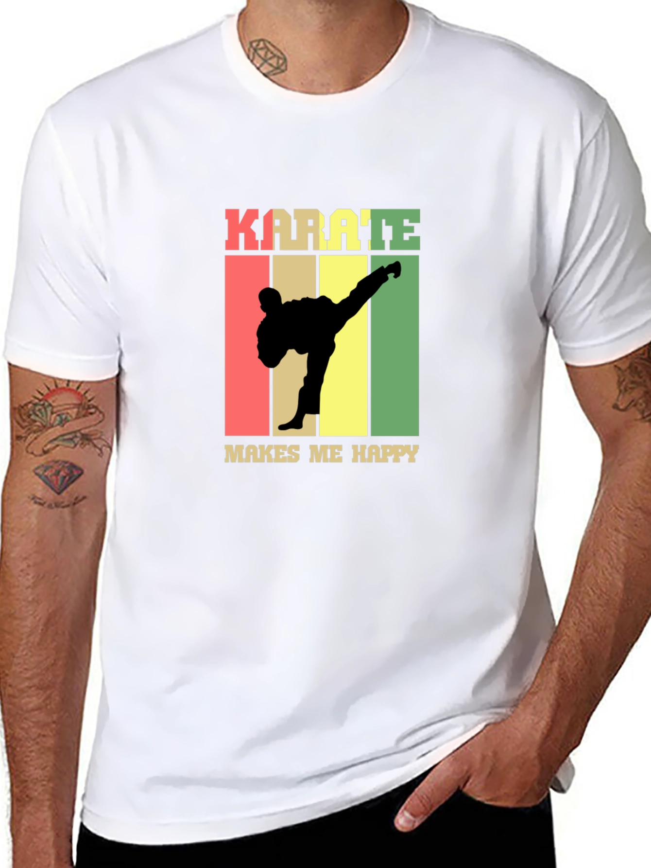 Karate Makes Me Happy T-Shirt - Black