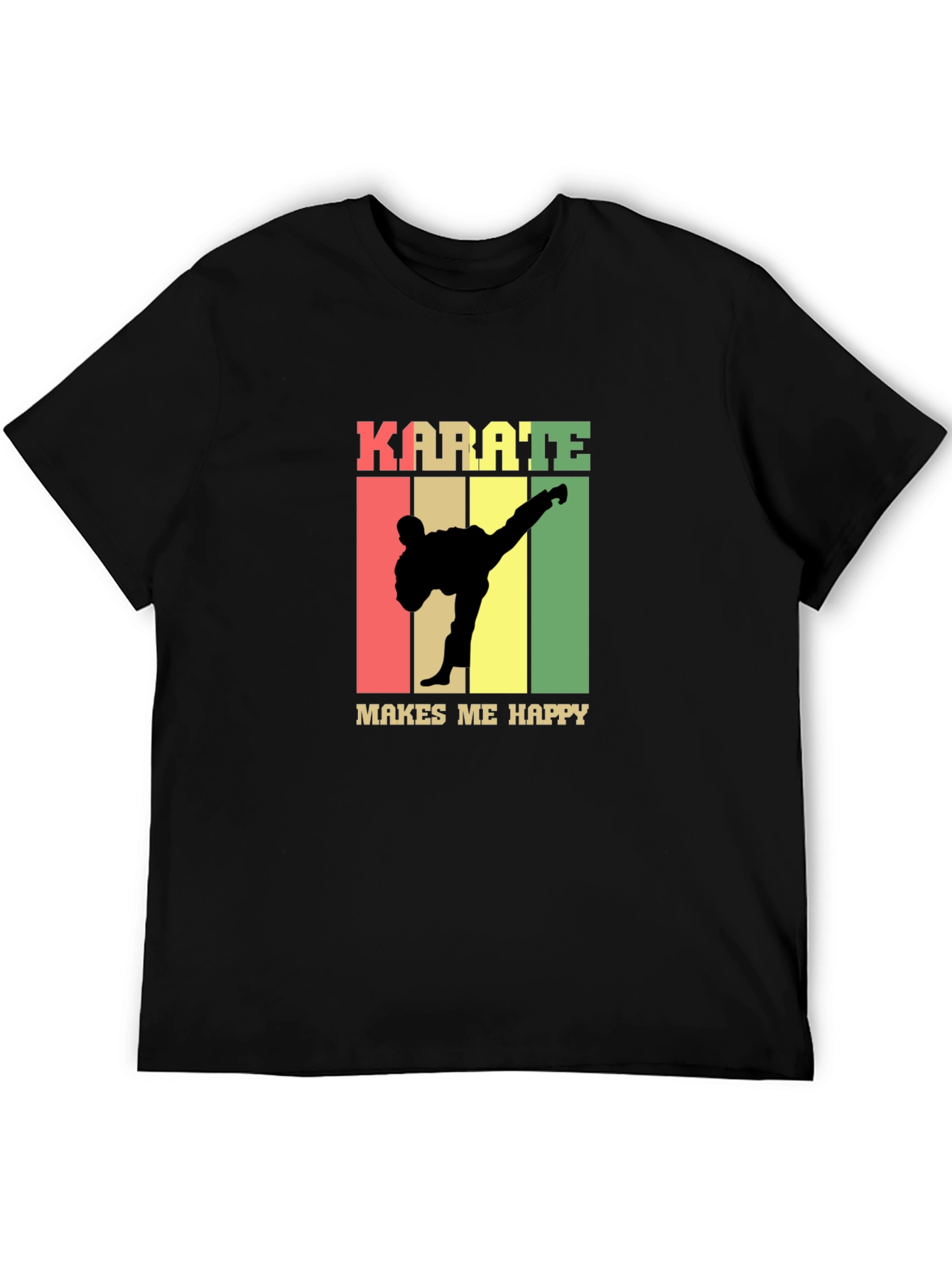 Karate Makes Me Happy T-Shirt - Black