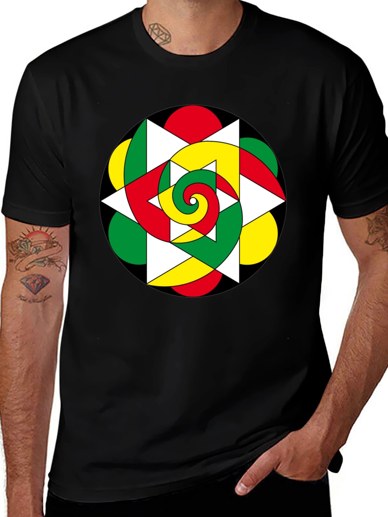 Abstract Geometric Spiral T-Shirt