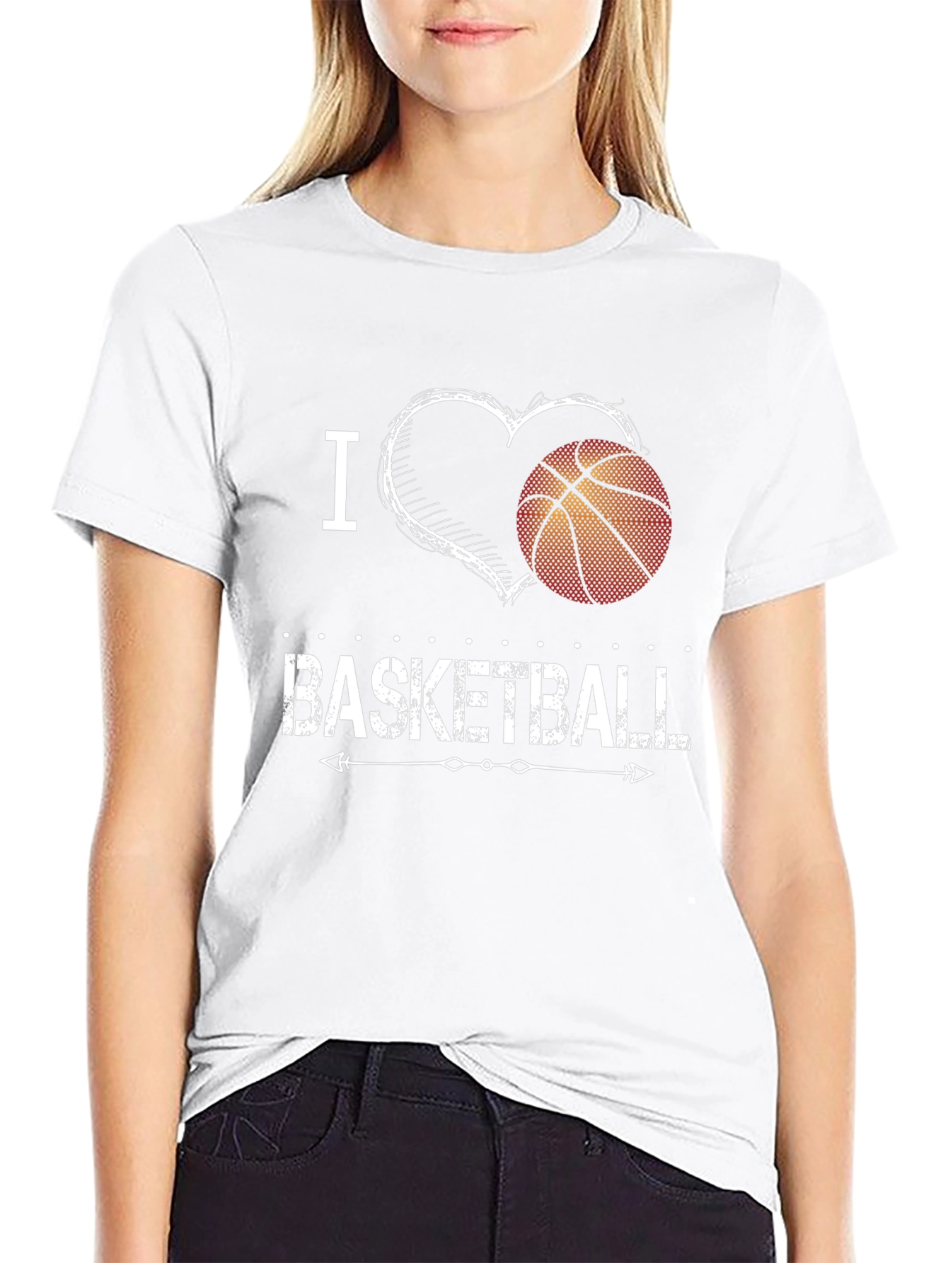 I Heart Basketball Black Graphic Tee