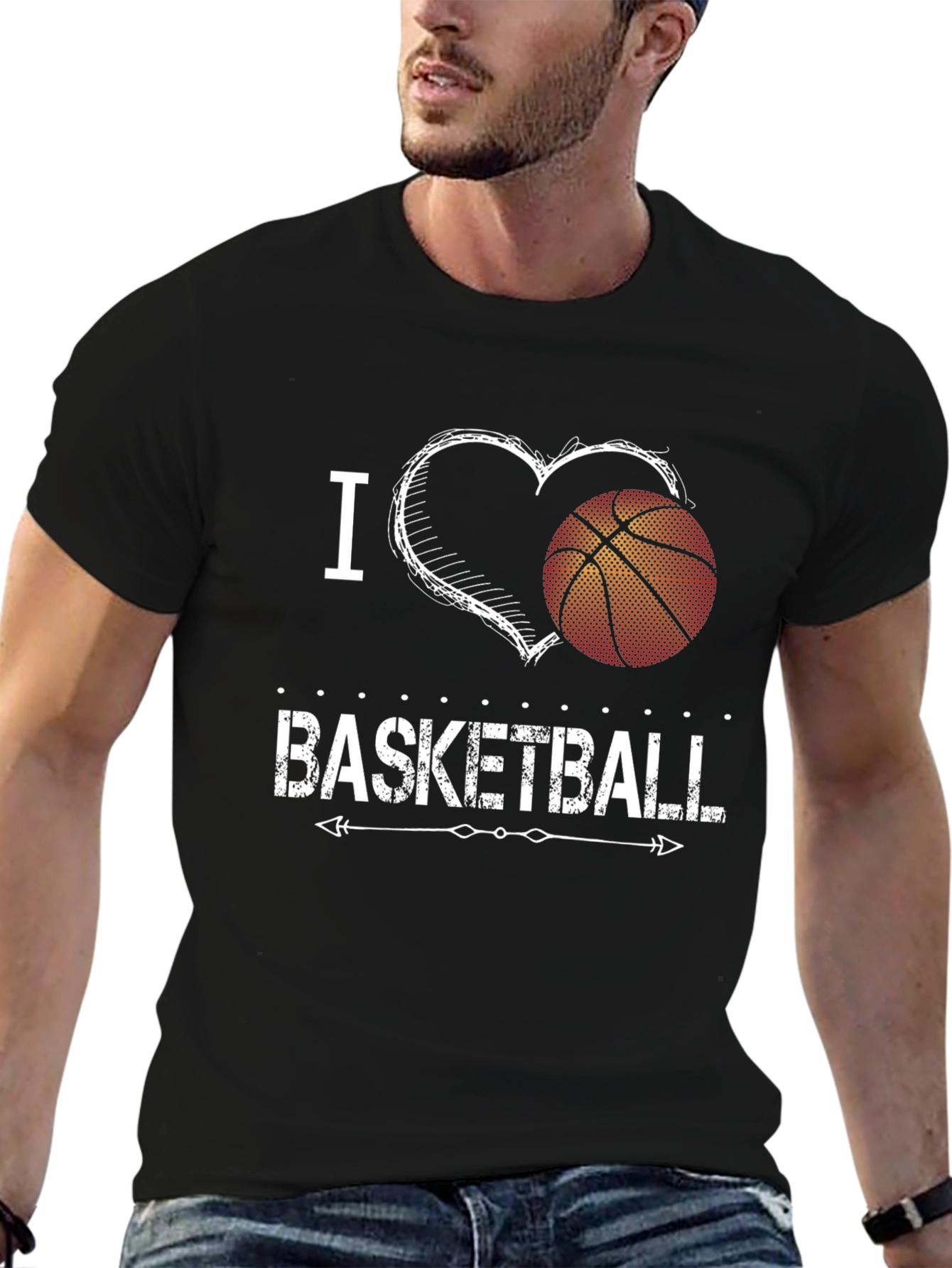 I Heart Basketball Black Graphic Tee