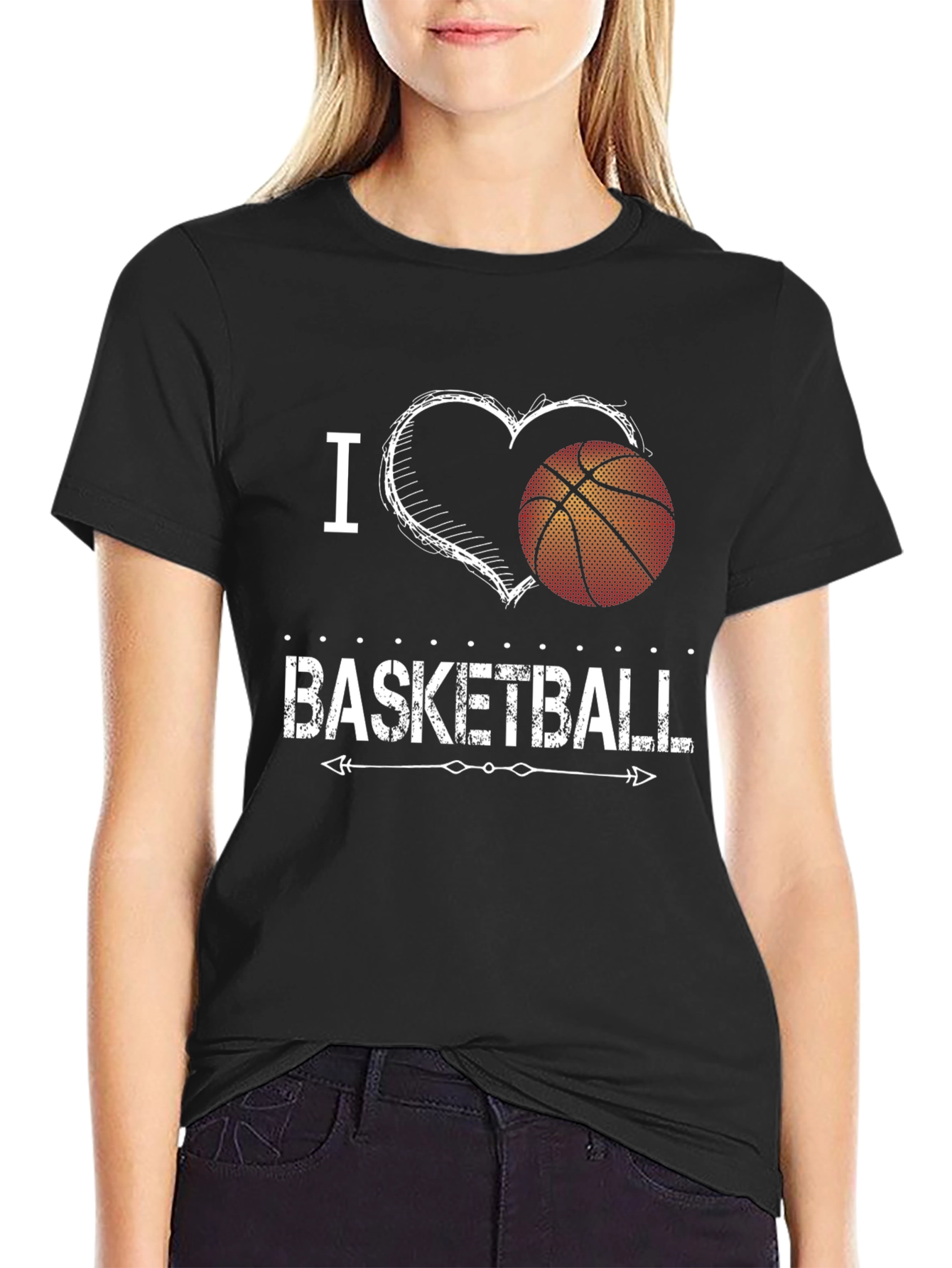 I Heart Basketball Black Graphic Tee