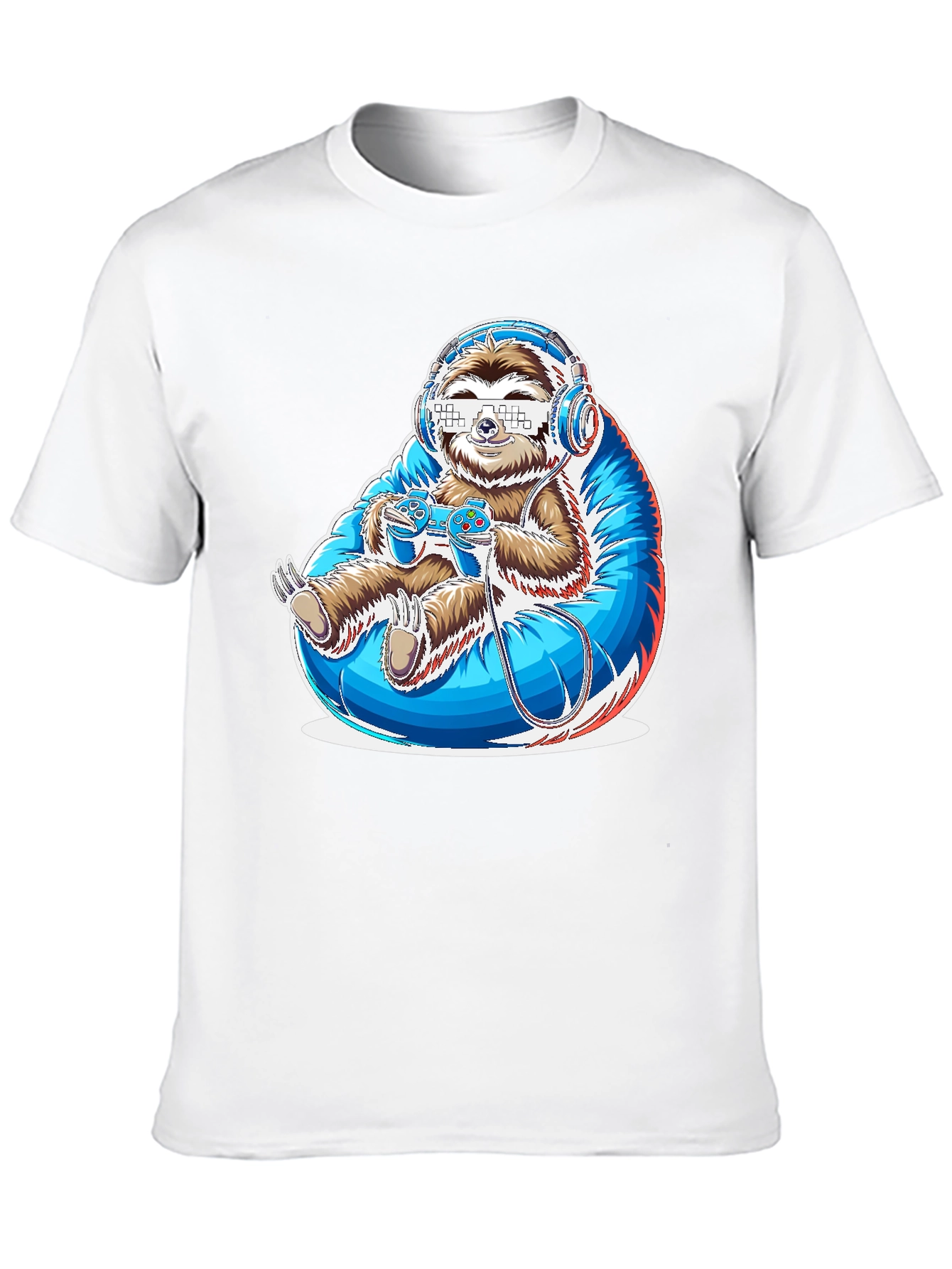 Gamer Sloth Graphic Tee - Funny Cool Relaxed Style