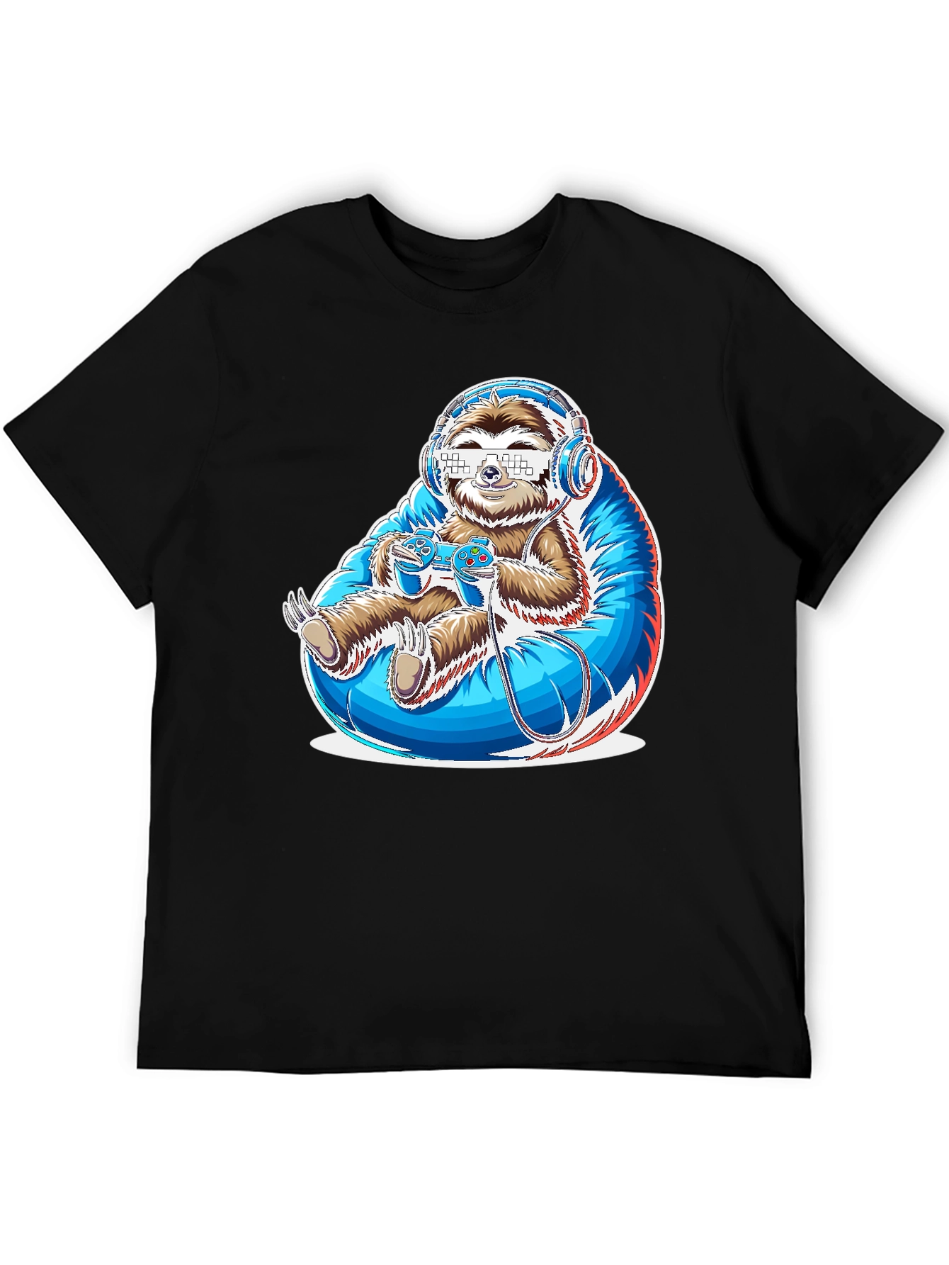 Gamer Sloth Graphic Tee - Funny Cool Relaxed Style
