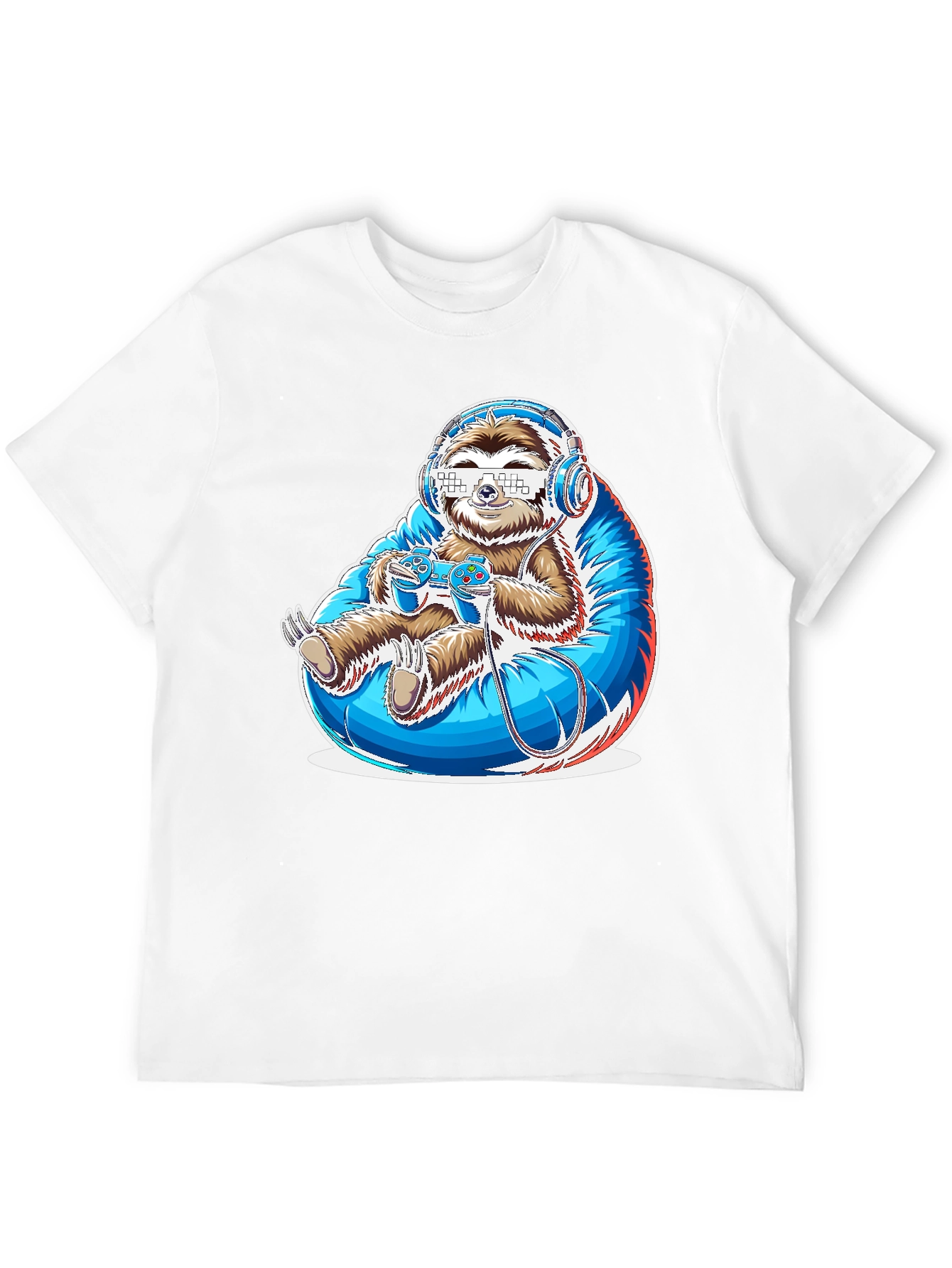 Gamer Sloth Graphic Tee - Funny Cool Relaxed Style