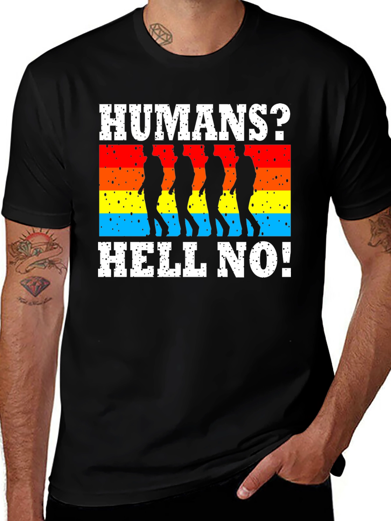Humans? Hell No! T-Shirt - Funny Walking Dead Design