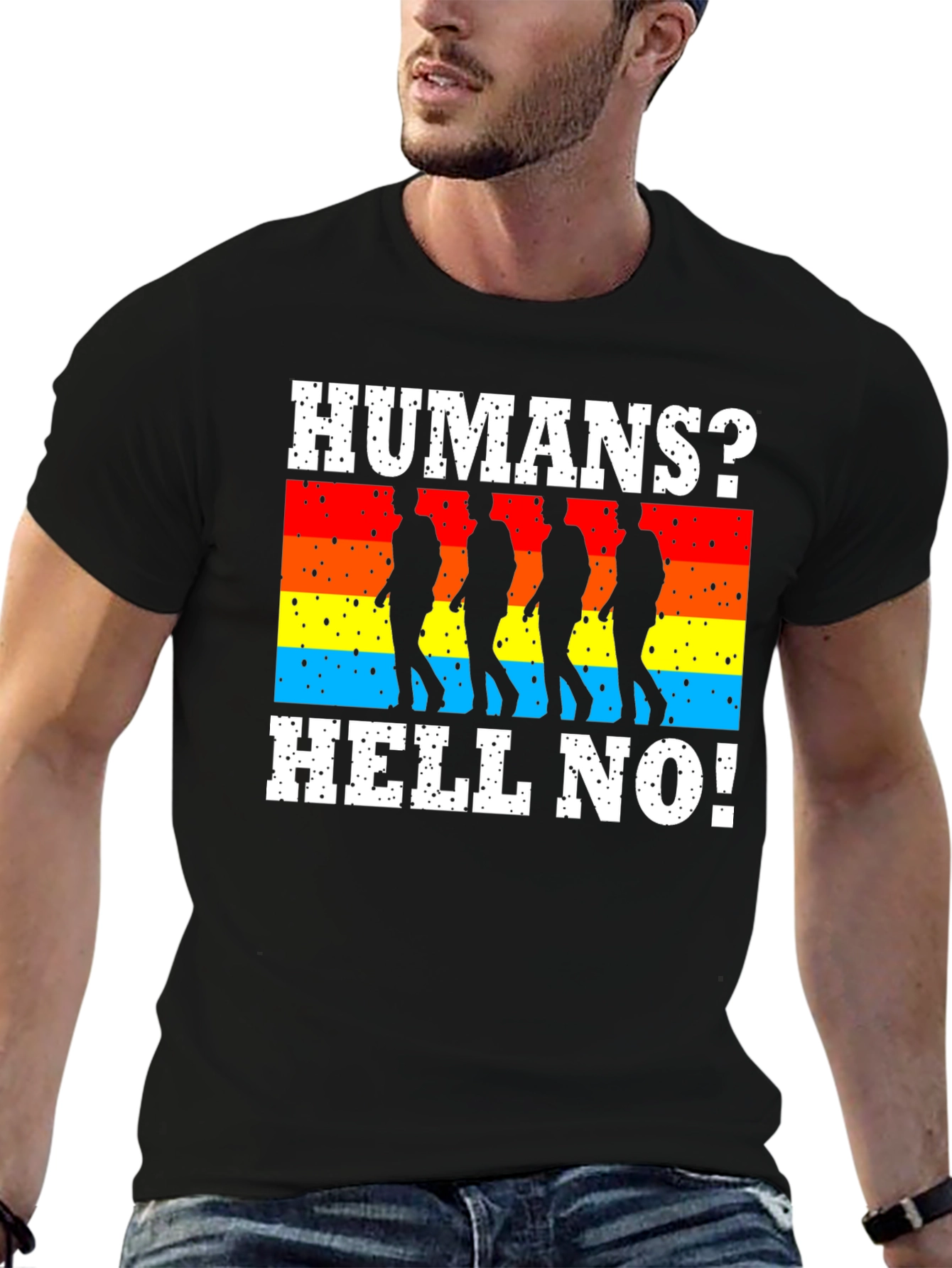 Humans? Hell No! T-Shirt - Funny Walking Dead Design