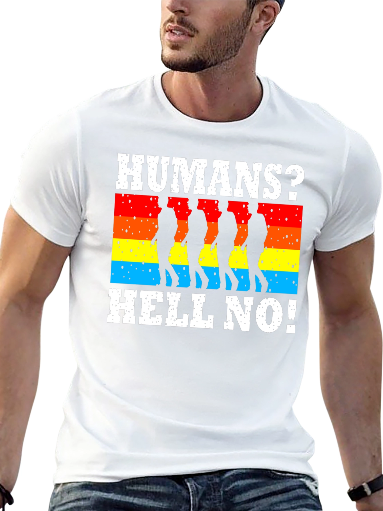 Humans? Hell No! T-Shirt - Funny Walking Dead Design
