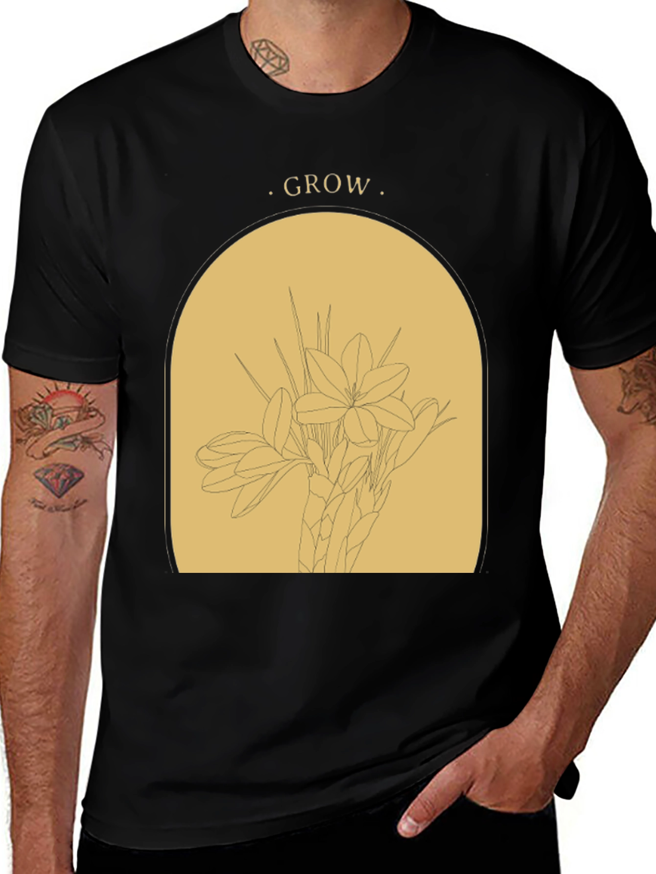 Grow Graphic T-Shirt - Black Botanical Tee