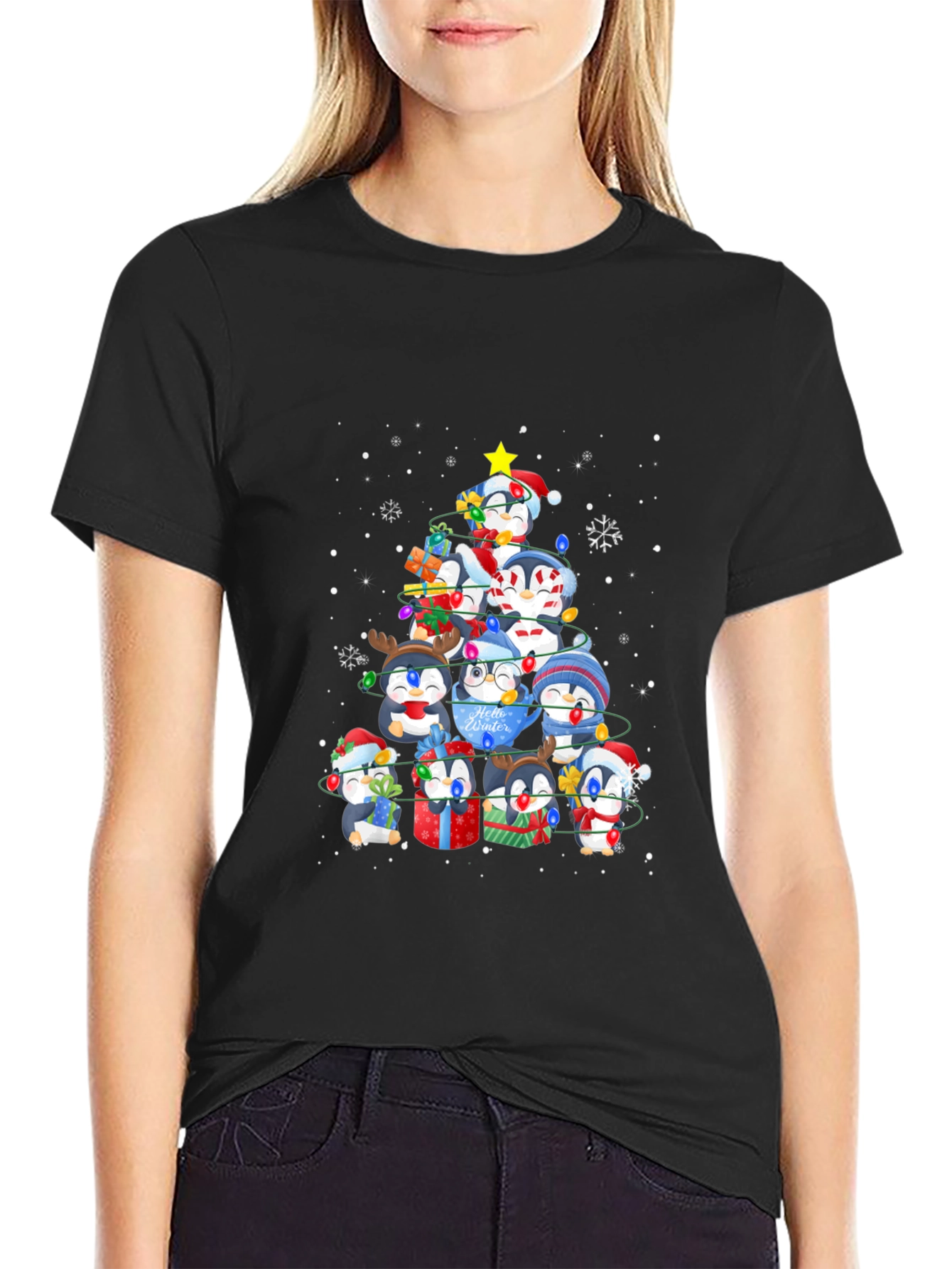 Penguin Christmas Tree T-Shirt - Holiday Cheer