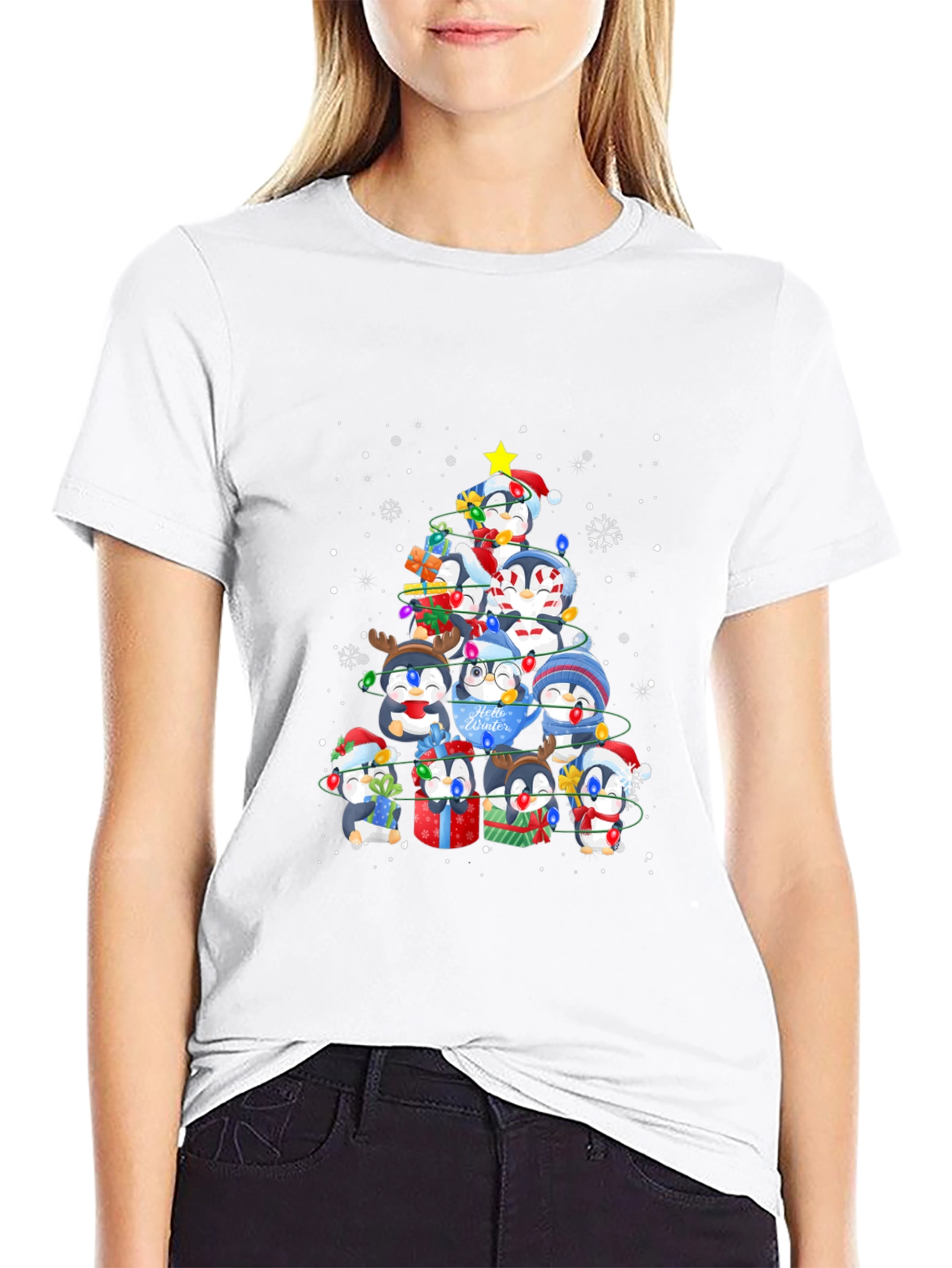 Penguin Christmas Tree T-Shirt - Holiday Cheer