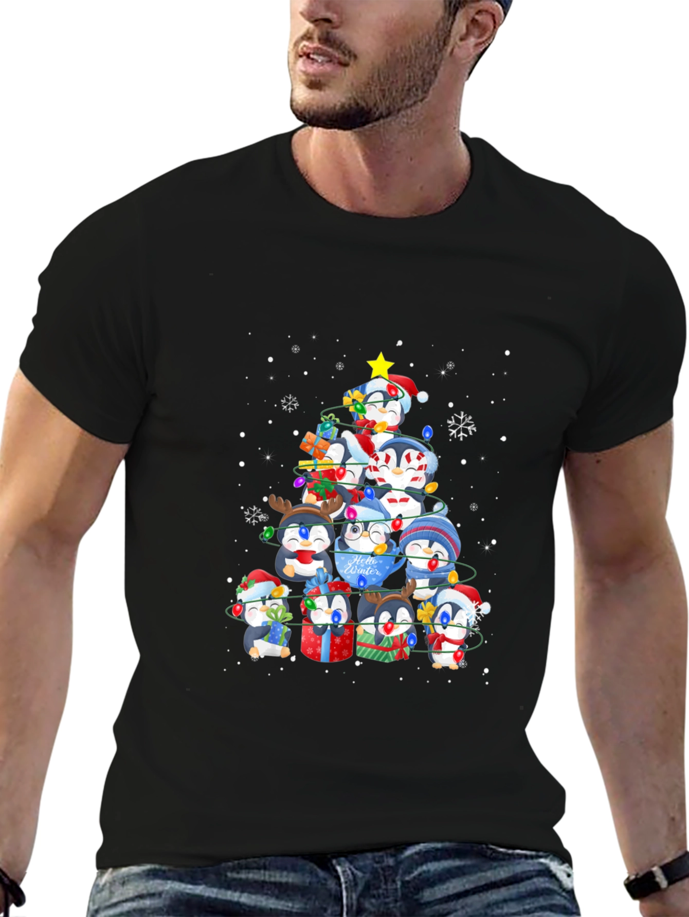 Penguin Christmas Tree T-Shirt - Holiday Cheer
