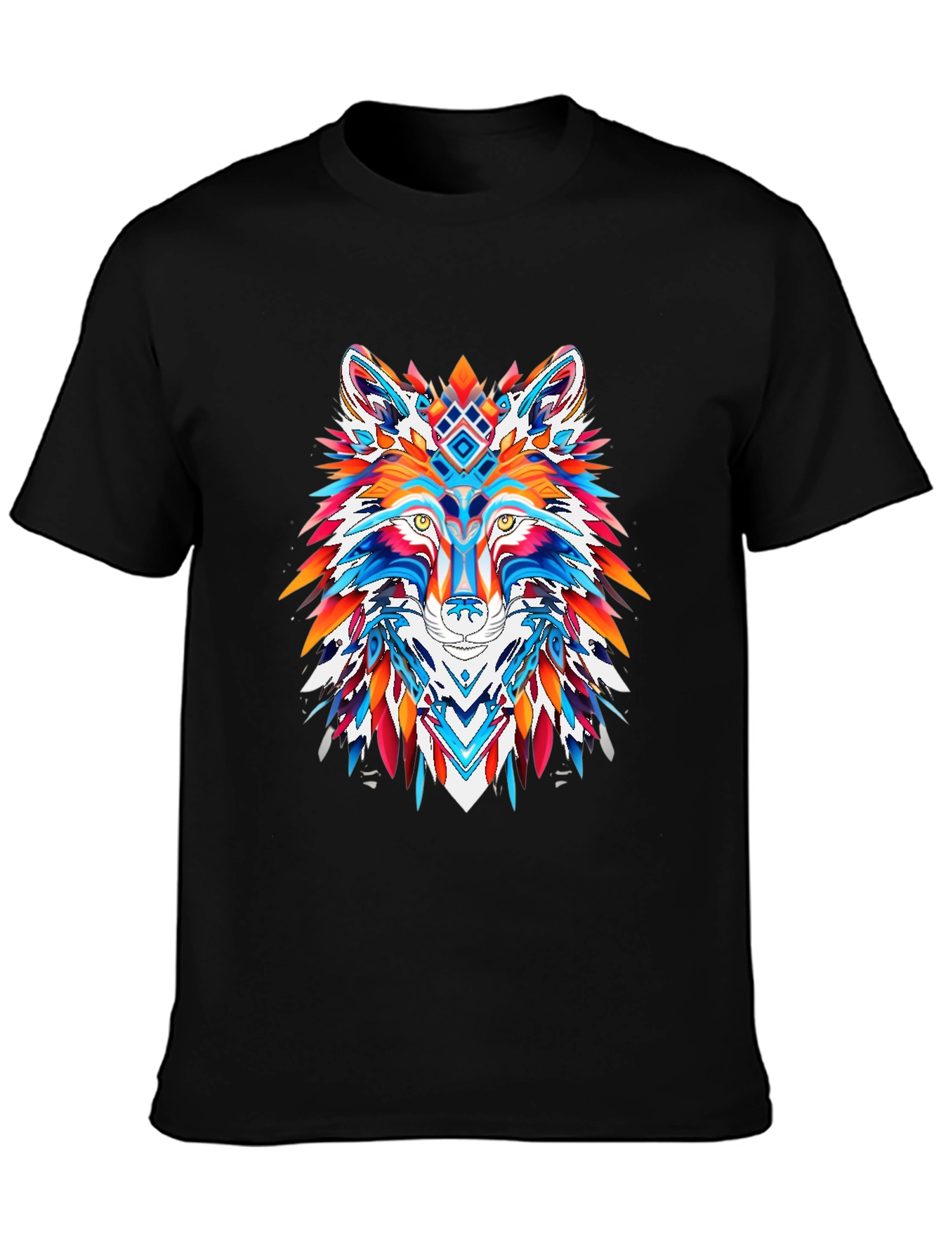 Vibrant Wolf Graphic Tee - Bold Animal Print