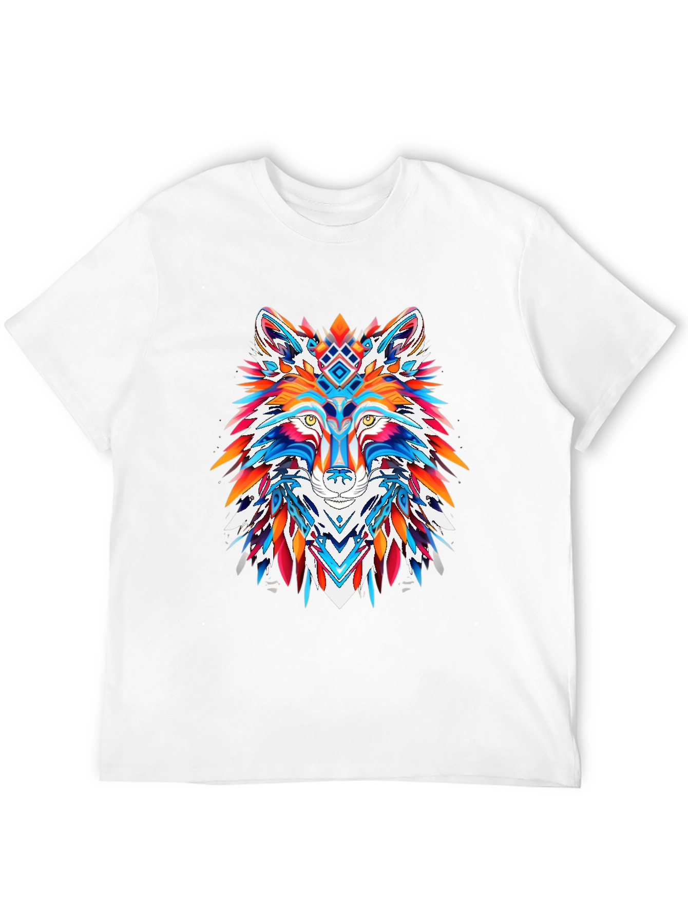 Vibrant Wolf Graphic Tee - Bold Animal Print