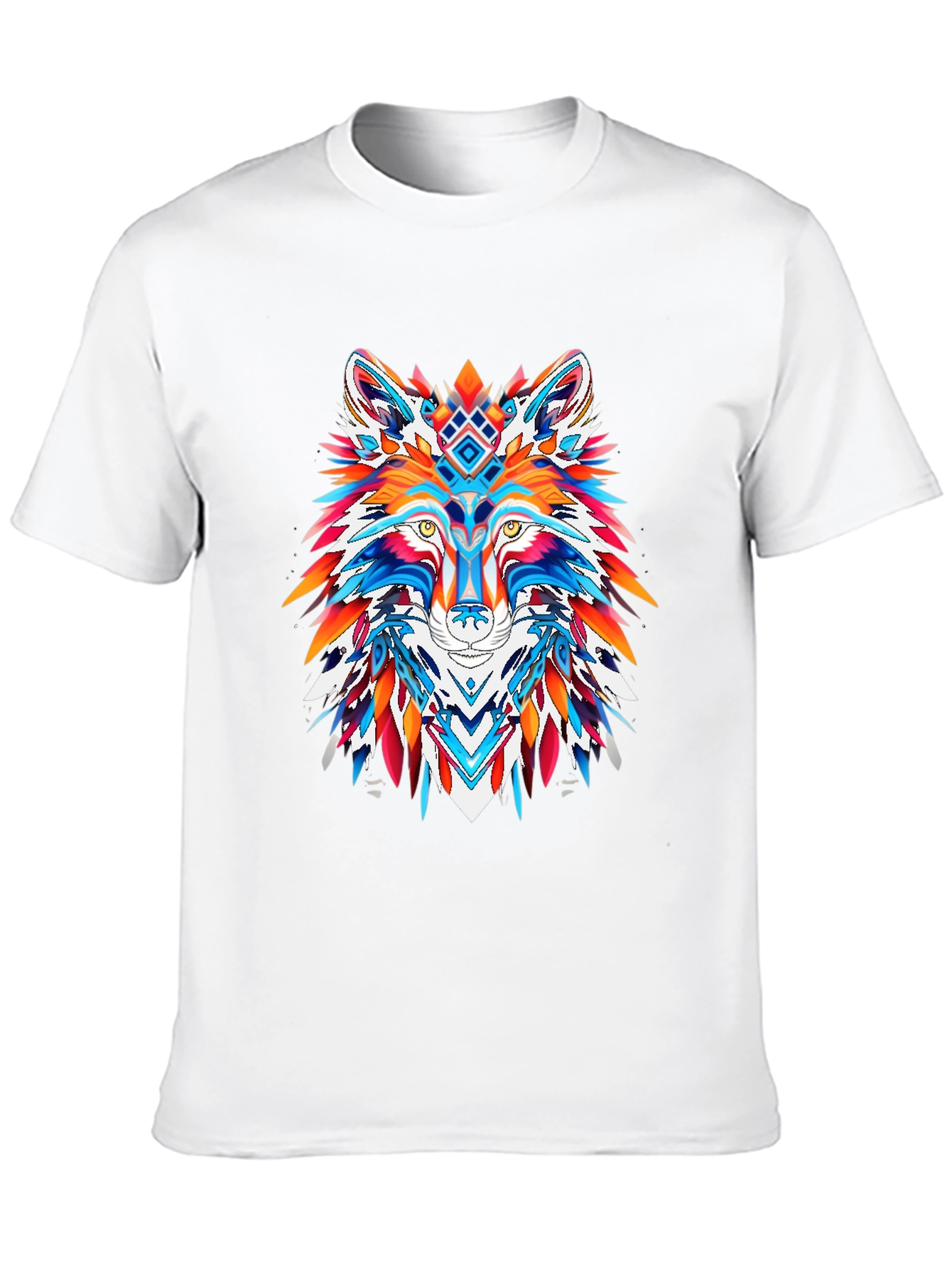 Vibrant Wolf Graphic Tee - Bold Animal Print