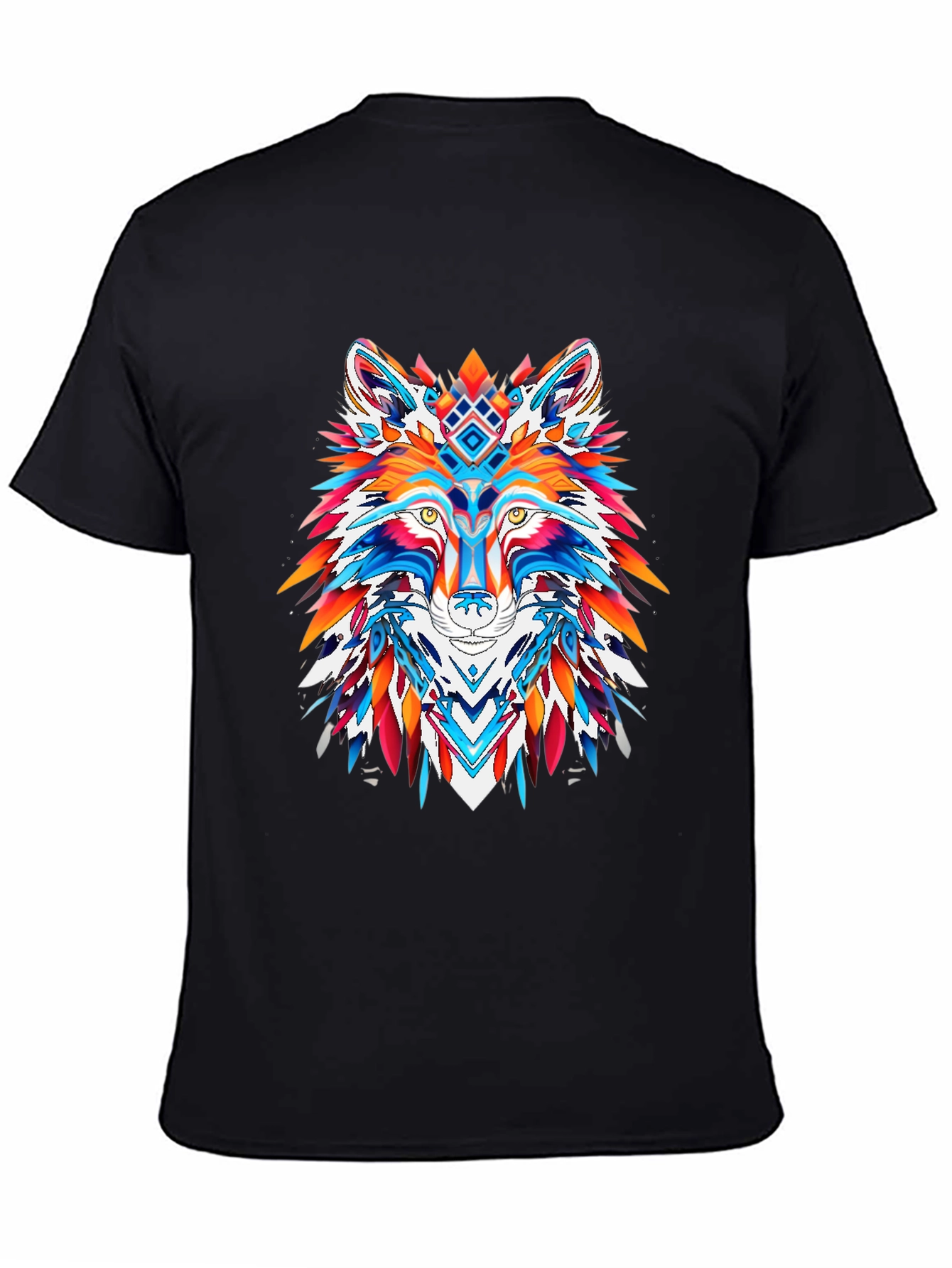 Vibrant Wolf Graphic Tee - Bold Animal Print