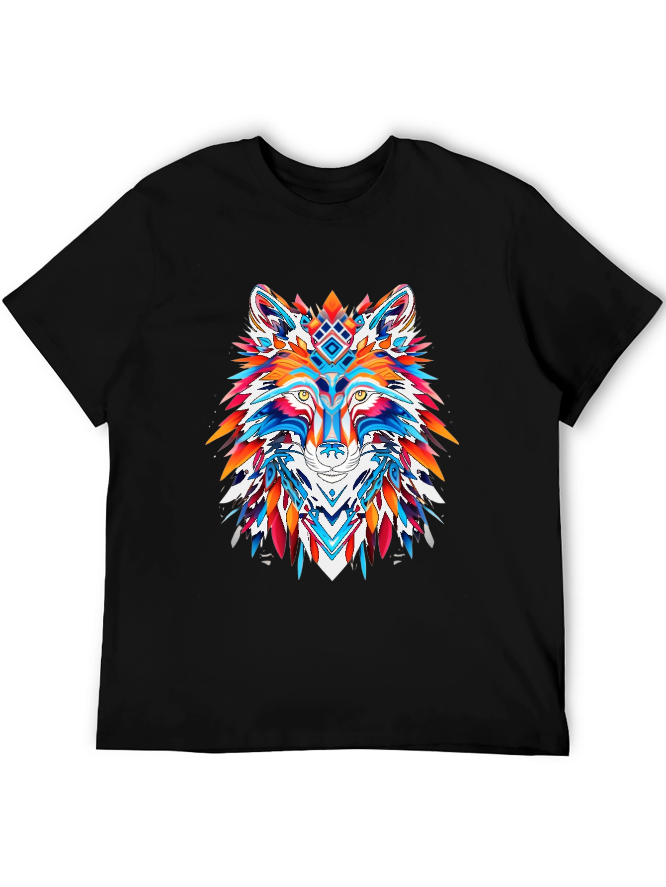 Vibrant Wolf Graphic Tee - Bold Animal Print