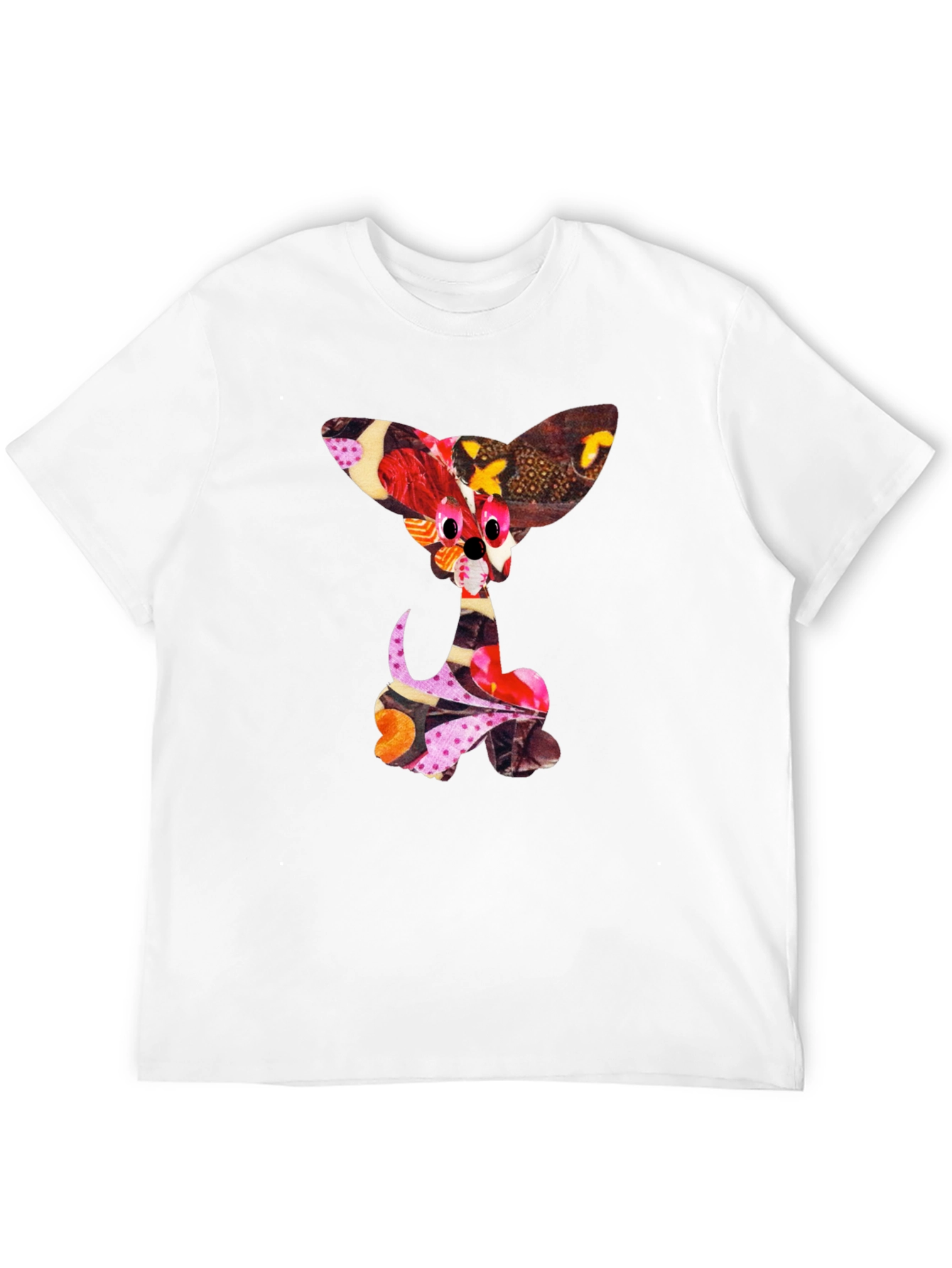 Abstract Puppy Print Black Crew Neck T-Shirt