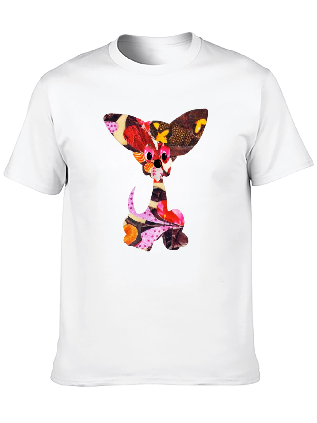 Abstract Puppy Print Black Crew Neck T-Shirt