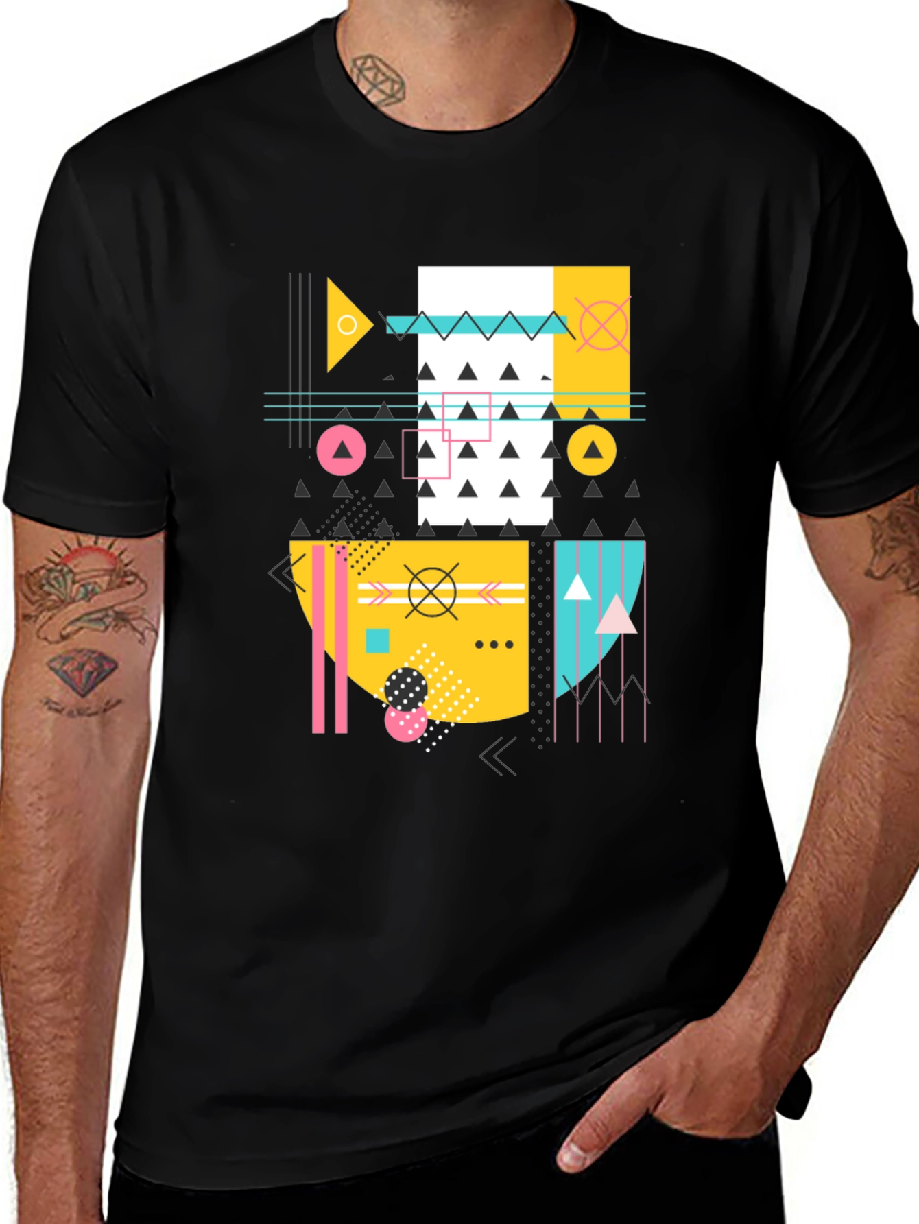 Geometric Pattern Black T-Shirt