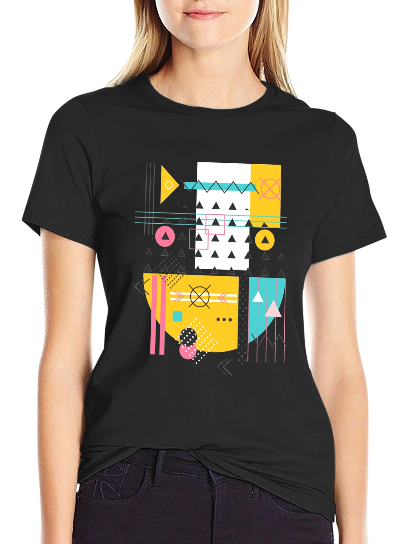 Geometric Pattern Black T-Shirt