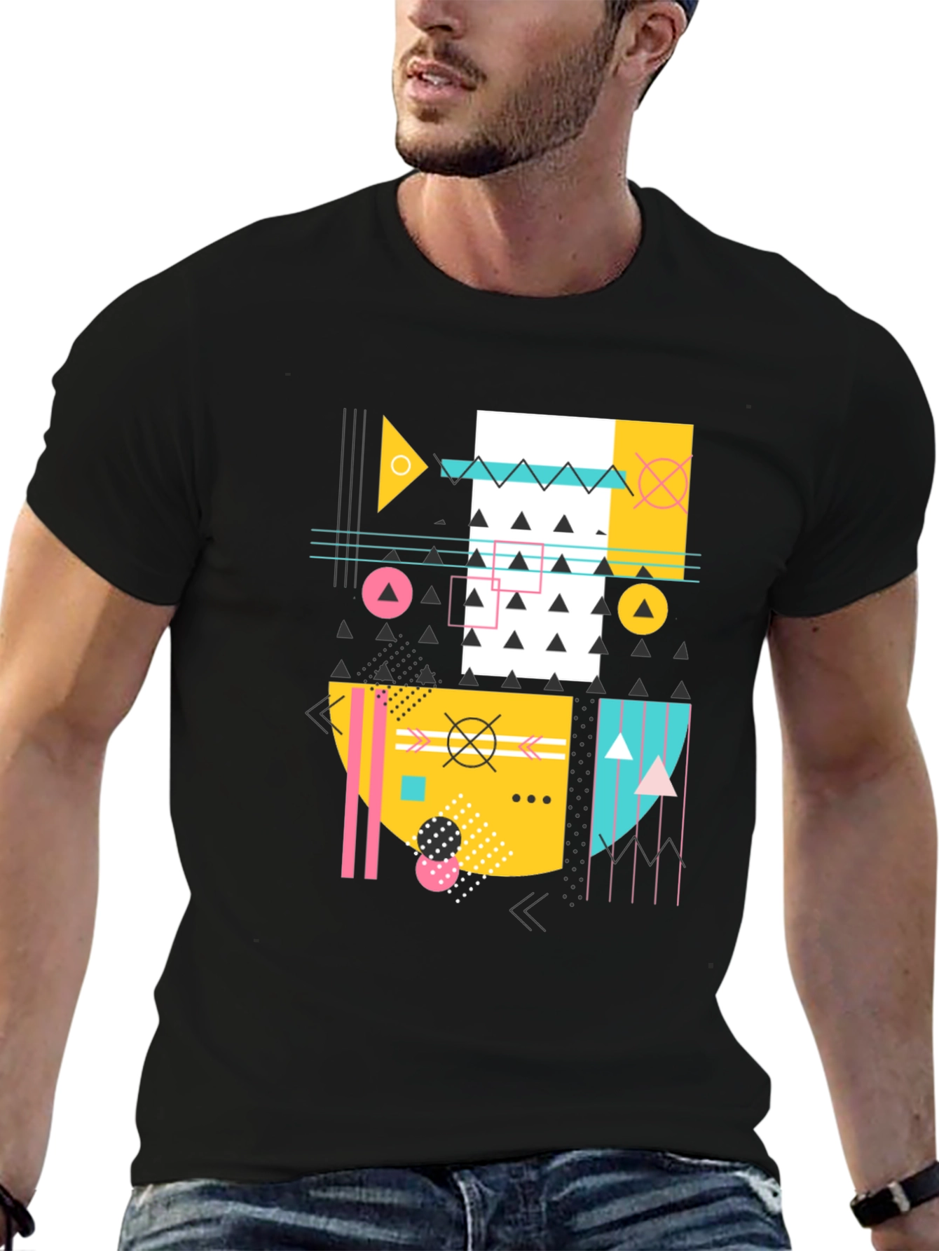 Geometric Pattern Black T-Shirt