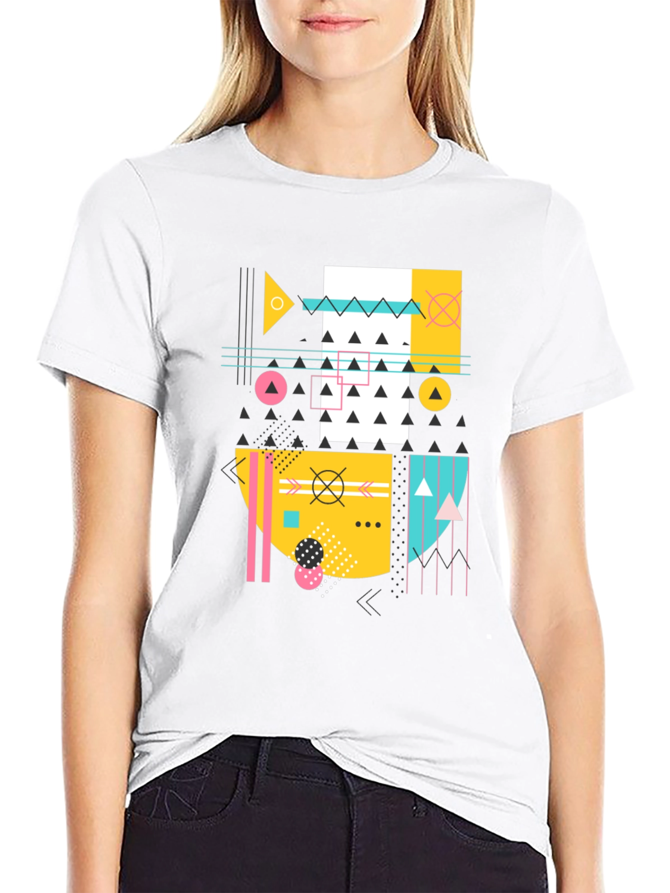 Geometric Pattern Black T-Shirt