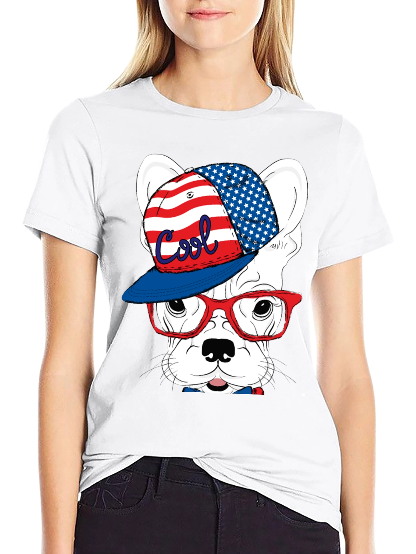 Cool Patriotic Dog Graphic Tee