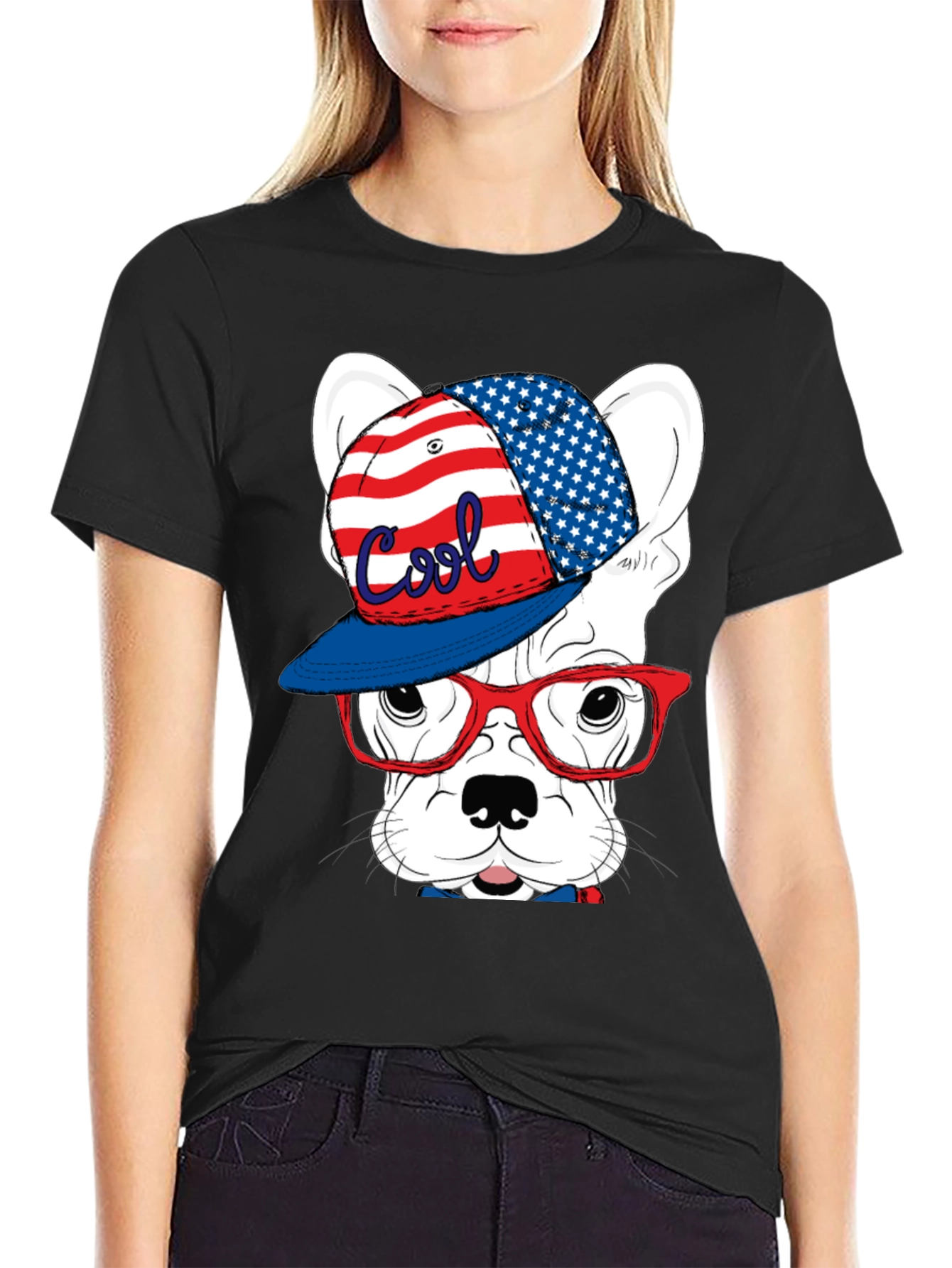 Cool Patriotic Dog Graphic Tee