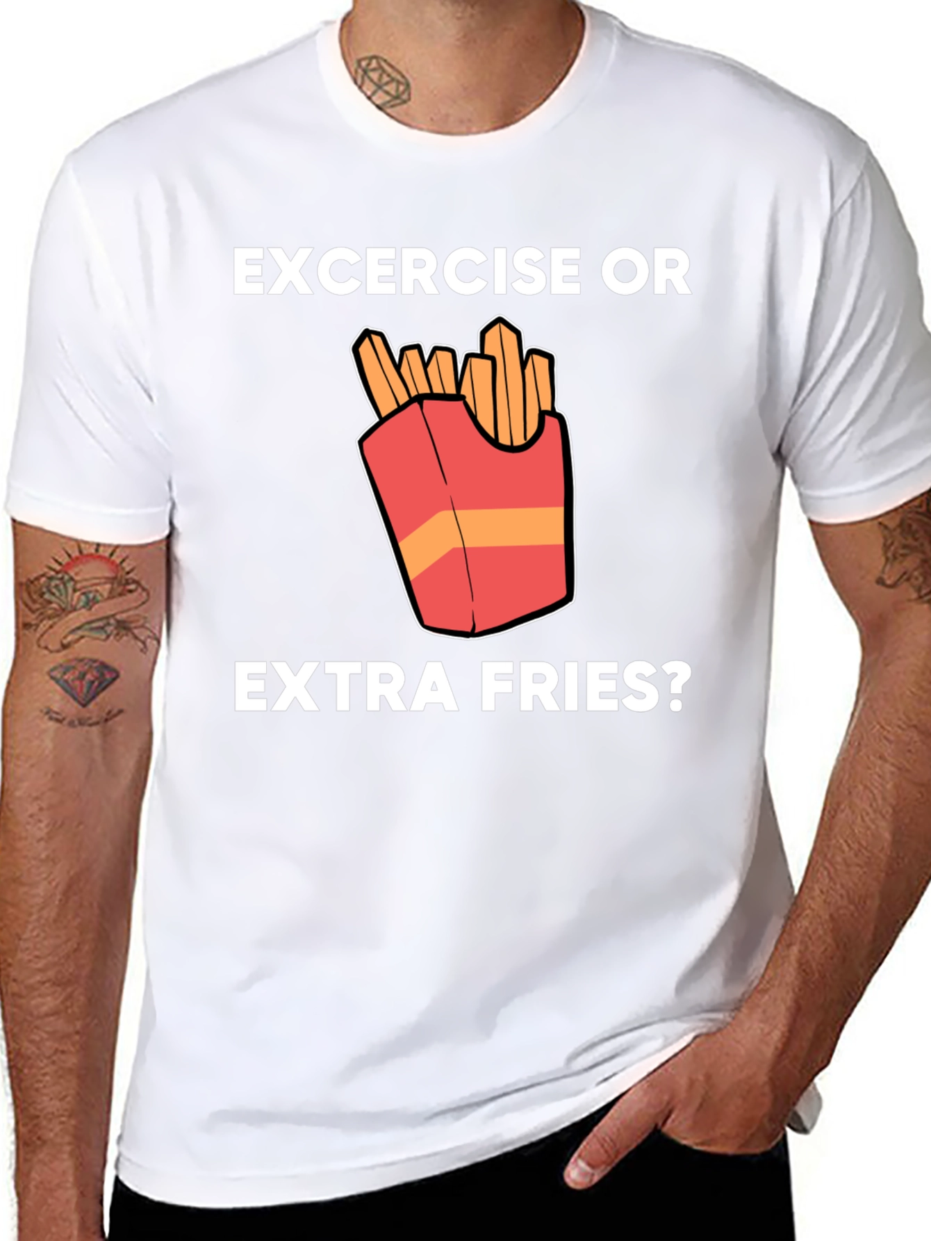 Exercise or Extra Fries Funny T-Shirt