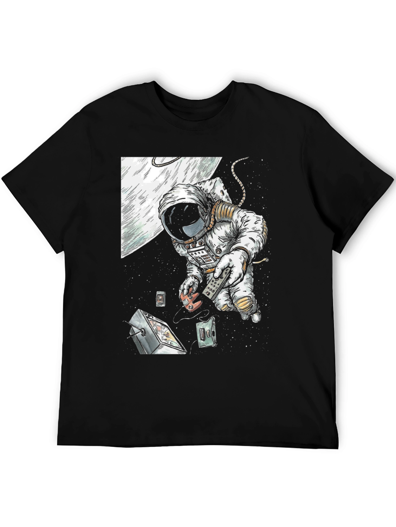 Astronaut in Space Black T-Shirt