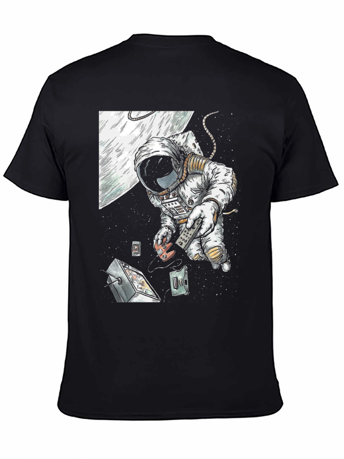 Astronaut in Space Black T-Shirt