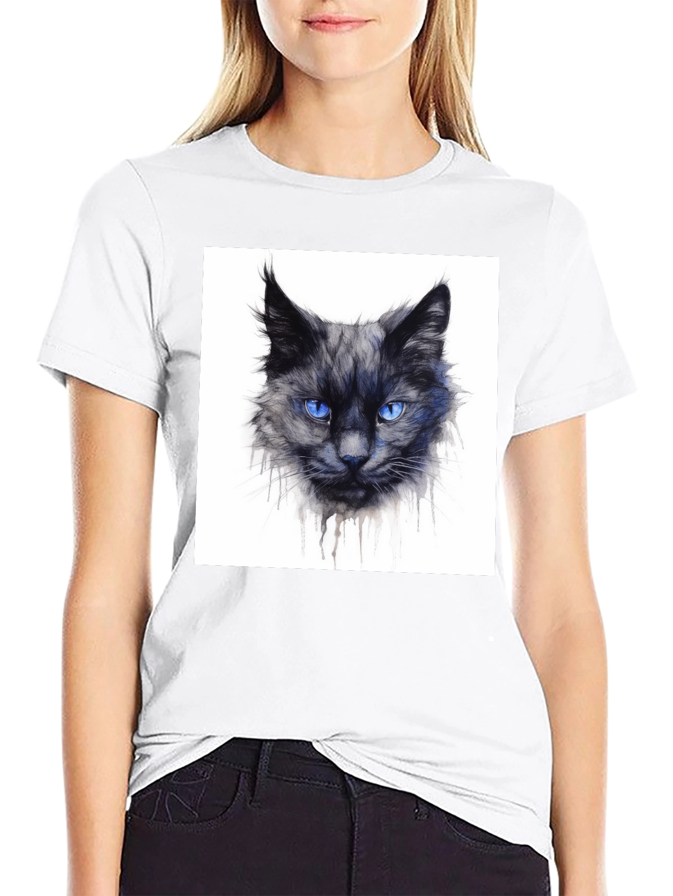 Black Cat Graphic Tee - Mens Crew Neck