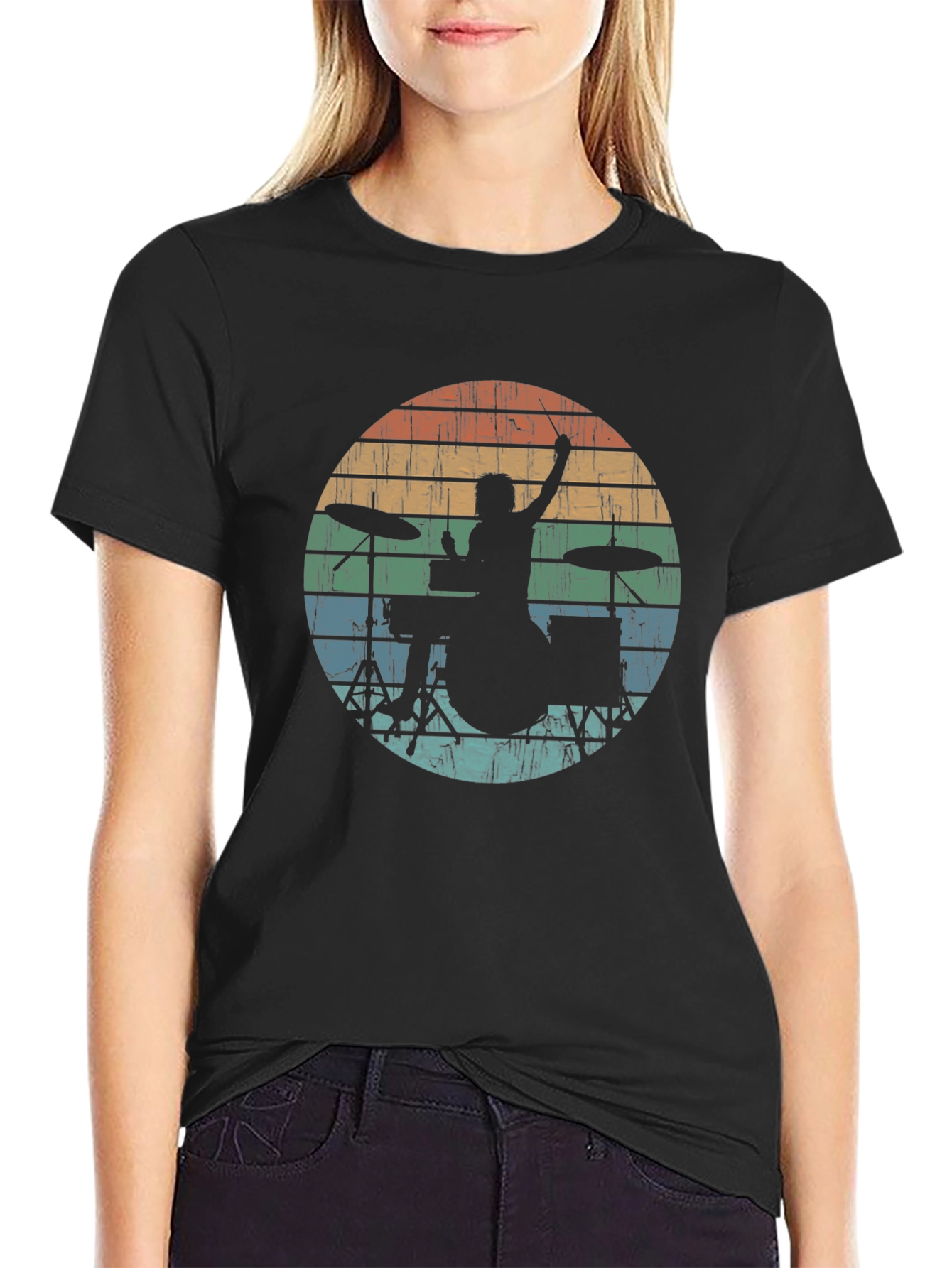 Retro Drummer Silhouette Tee