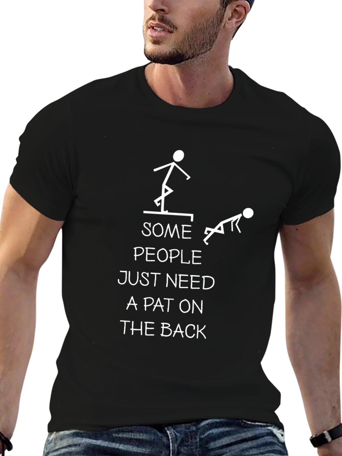 Funny Pat on the Back Graphic Tee - Black