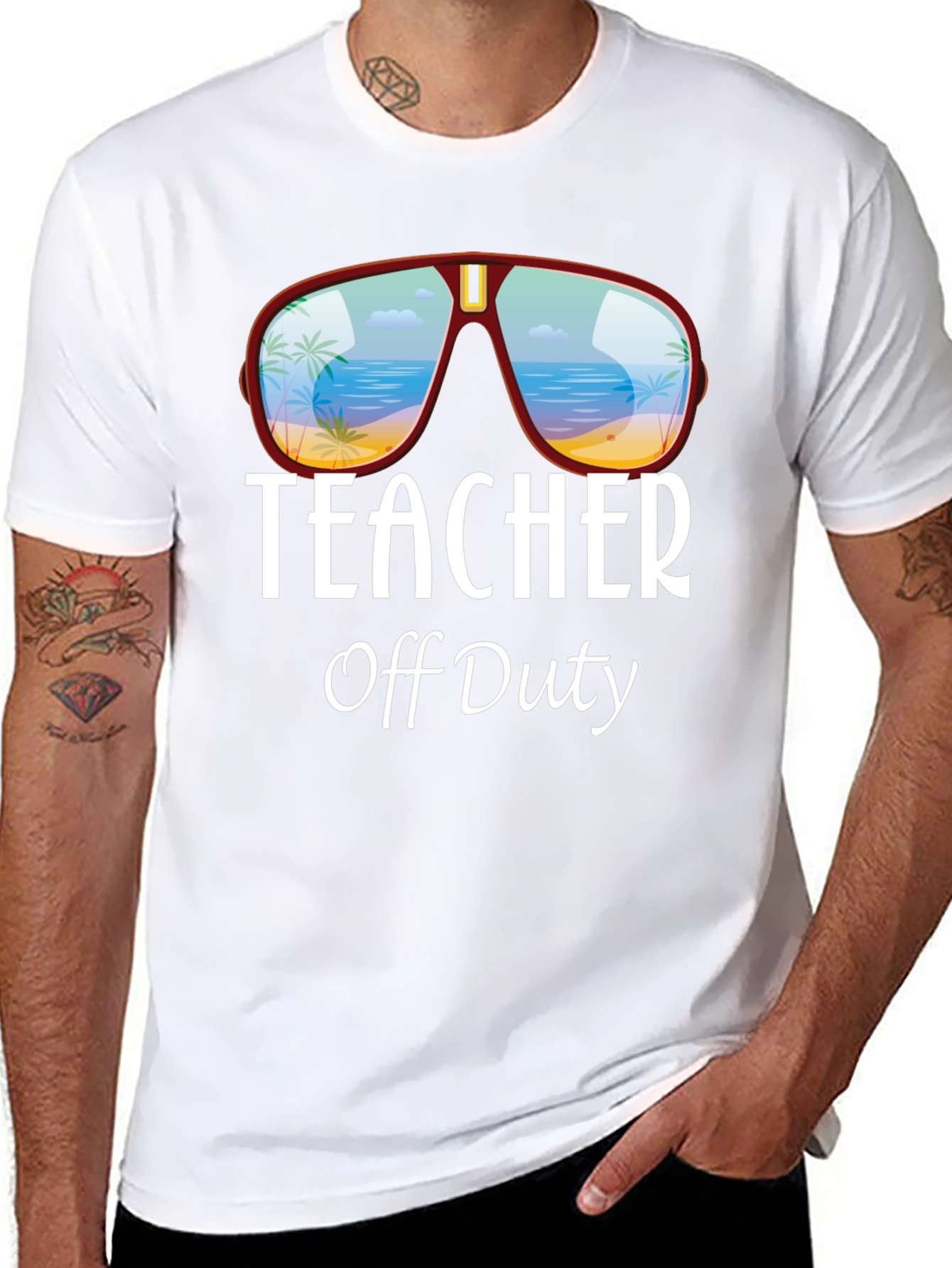 Teacher Off Duty T-Shirt - Beach Sunglasses Design