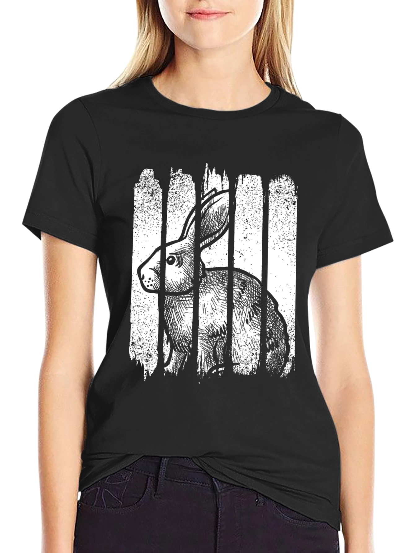 Rabbit in Bars Graphic Tee - Unique Design