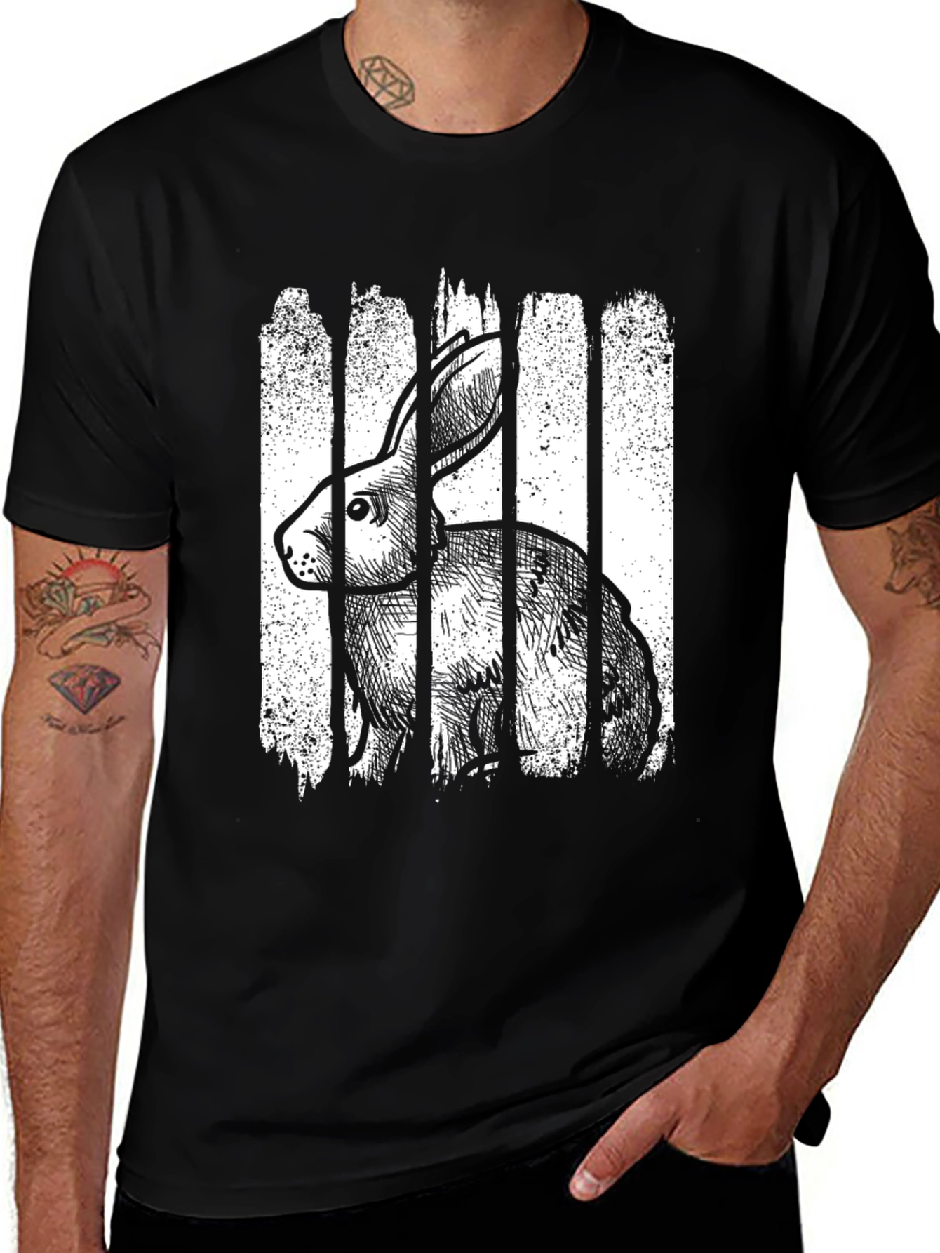 Rabbit in Bars Graphic Tee - Unique Design